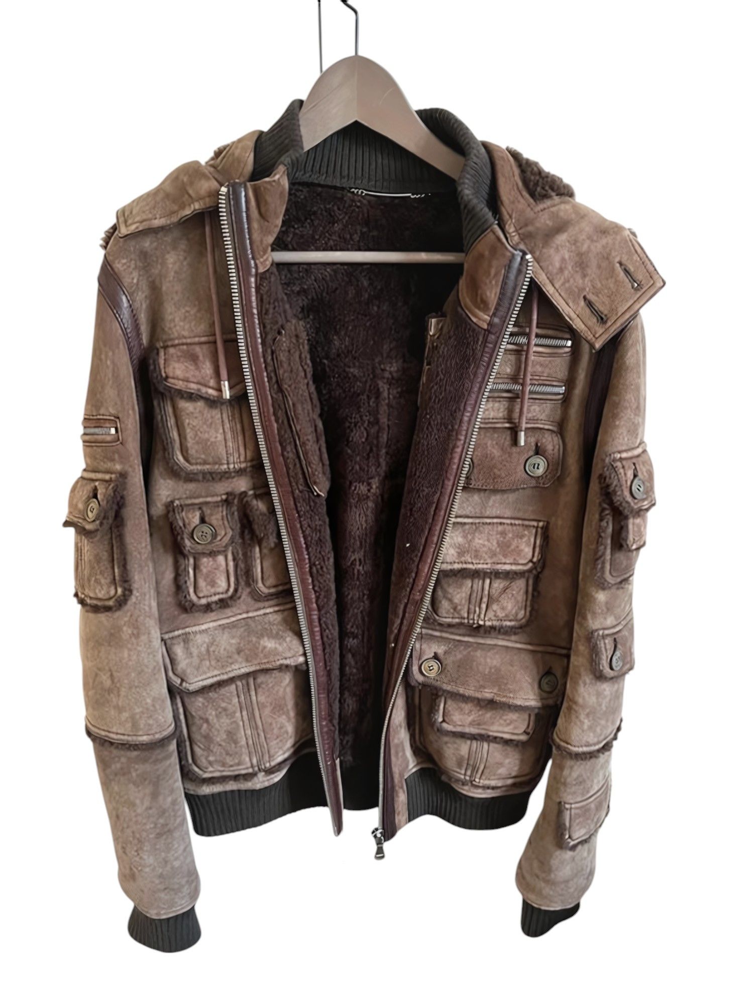 Dolce & Gabbana SHEARLING SUEDE LEATHER MULTIPOCKET JACKET Size US L / EU 52-54 / 3 - 2 Thumbnail
