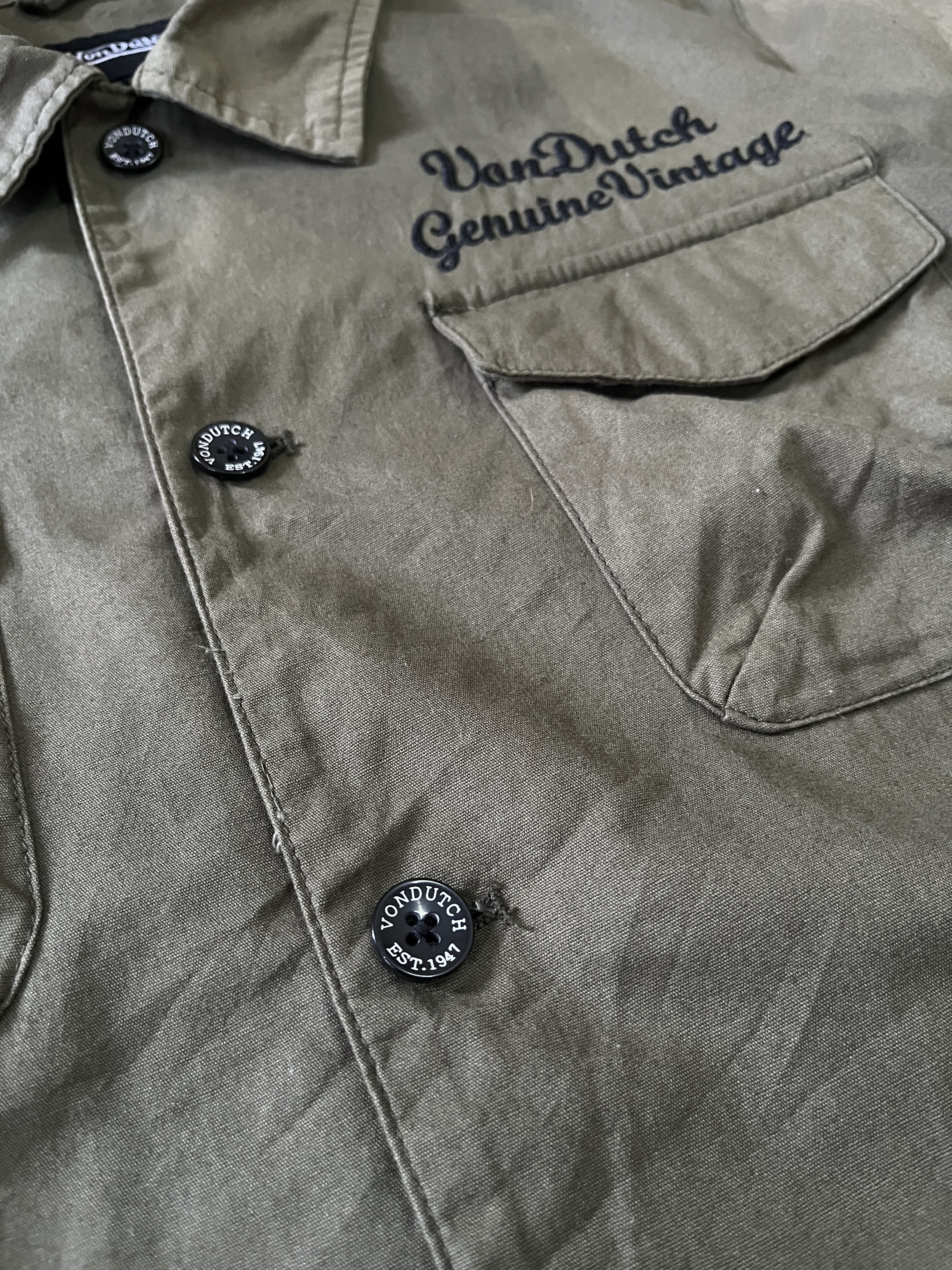 Von Dutch Von Dutch Olive Green 3 Quarter Sleeves Size US L / EU 52-54 / 3 - 9 Thumbnail