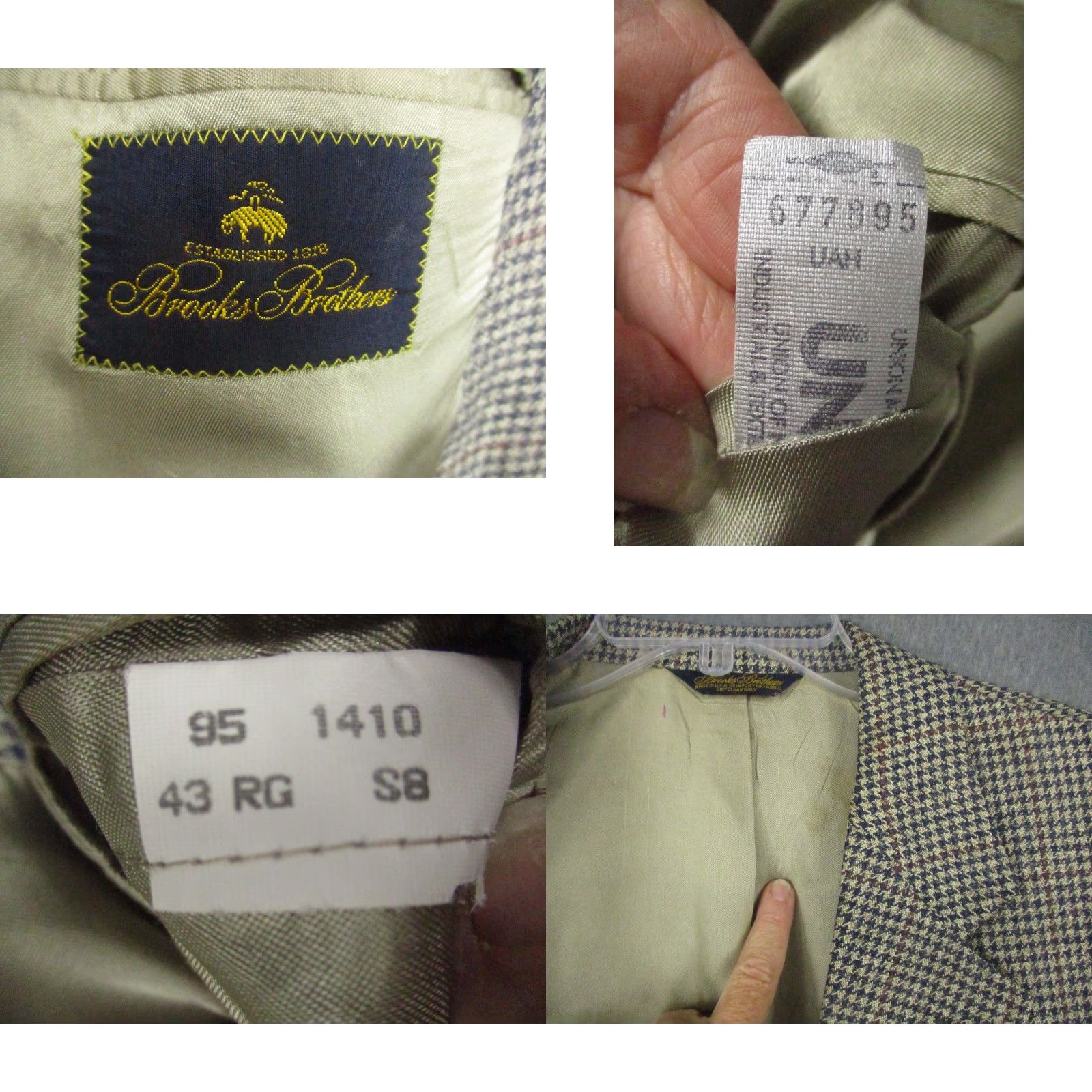 Brooks Brothers Brooks Brothers Blazer Mens 43 Regular Wool Houndstooth Sport Coat Made in USA Size 44R - 8 Thumbnail