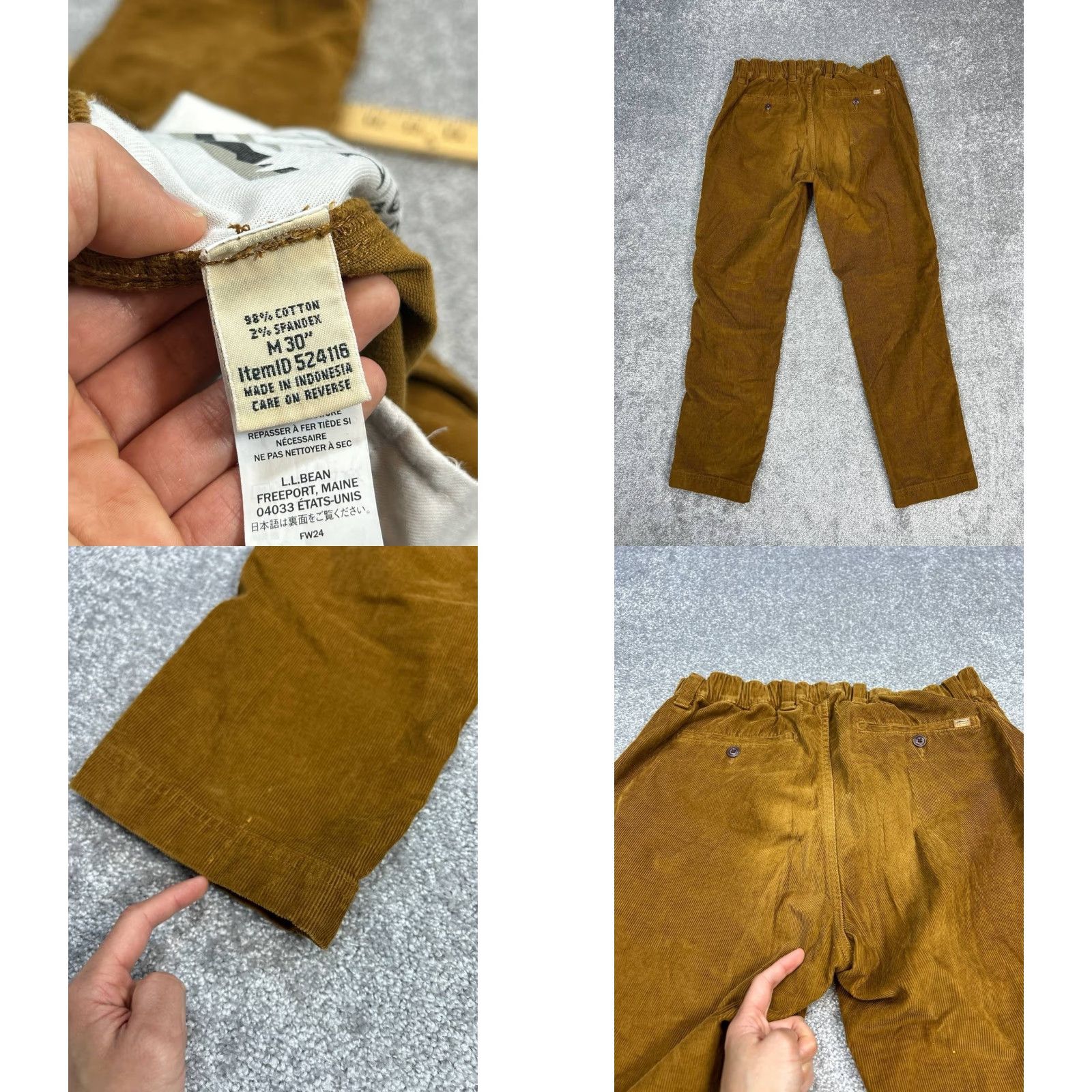 Vintage L.L.Bean Pants Mens Medium Beanflex Corduroy Brown Regular Fit Straight Leg Dress Pants 90s Nature Preppy Mens Size US 31 - 9 Thumbnail