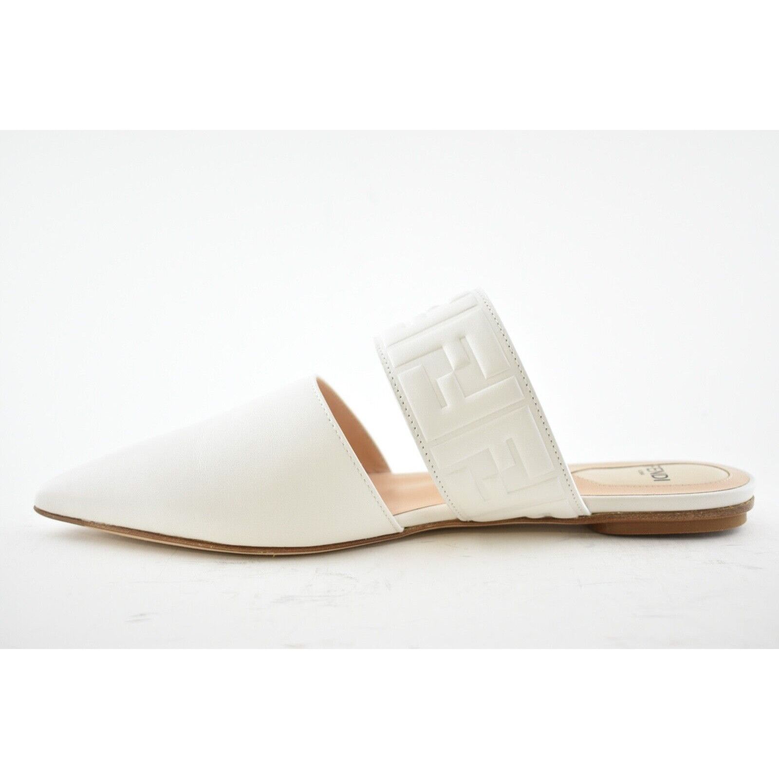 Fendi Fendi Motif FF Logo Snow White Leather Pointed Toe Ballerina Size US 9 / IT 39 - 8 Thumbnail