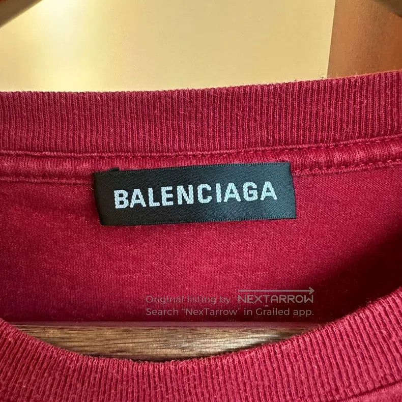 Balenciaga Balenciaga Burgundy small logo short-sleeved T-shirt Size US M / EU 48-50 / 2 - 4 Thumbnail