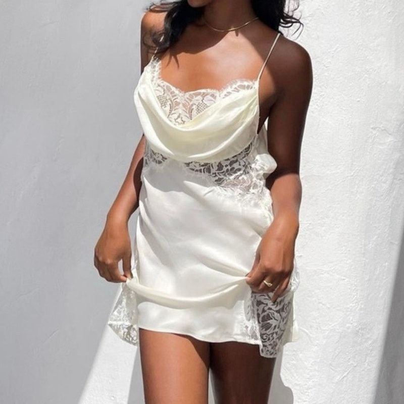 white dress a line White A Line Vintage Knee Length 3/4 Sleeve Lace Wedding Dresses, MW248