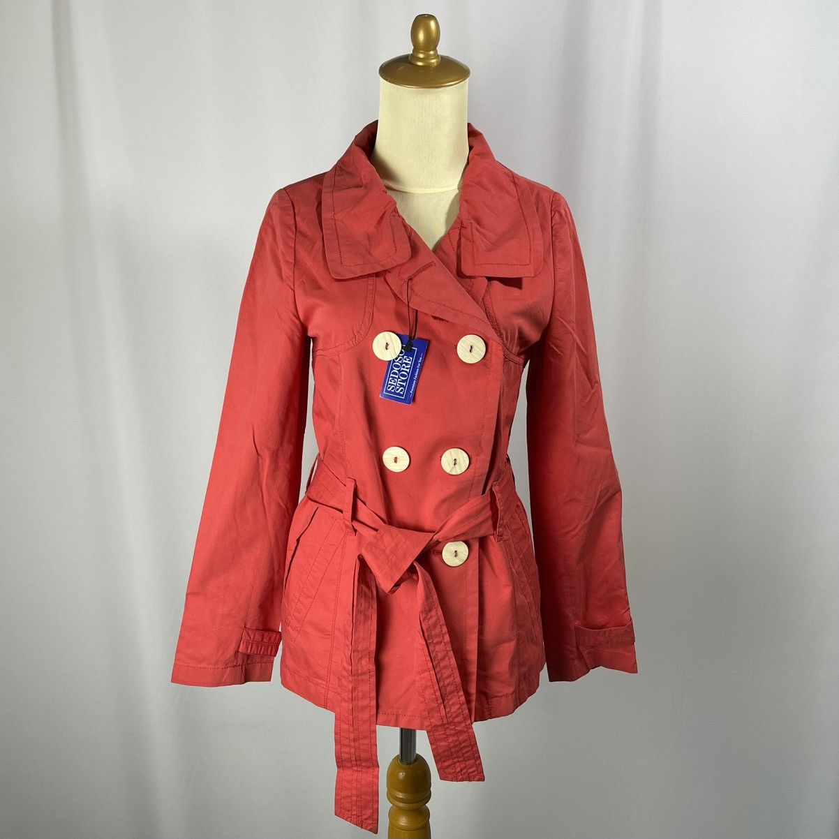 Sisley Sisley Fox Red Double-Breasted Trench Coat Size L / US 10 / IT 46 - 3 Thumbnail