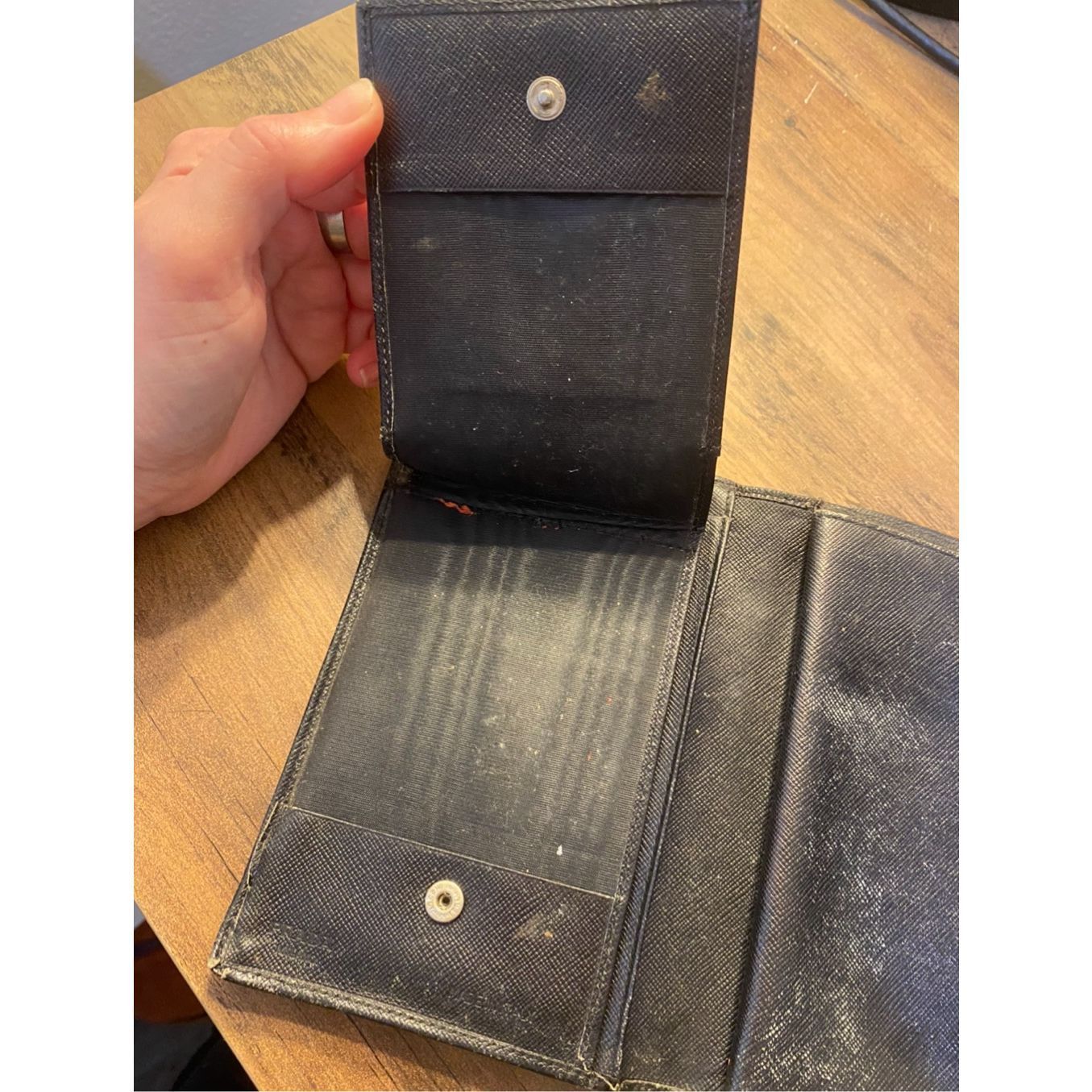 Prada PRADA Compact Wallet Nero Saffiano Triangle Size ONE SIZE - 7 Thumbnail