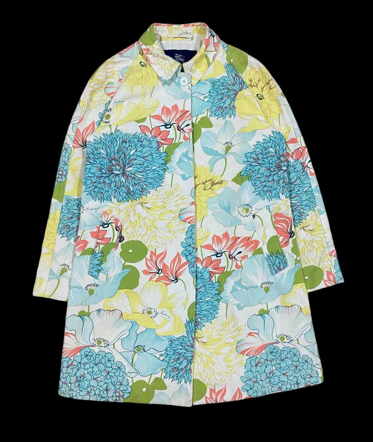 image of Burberry Floral Printed Long Coat Button, Women's (Size Medium)