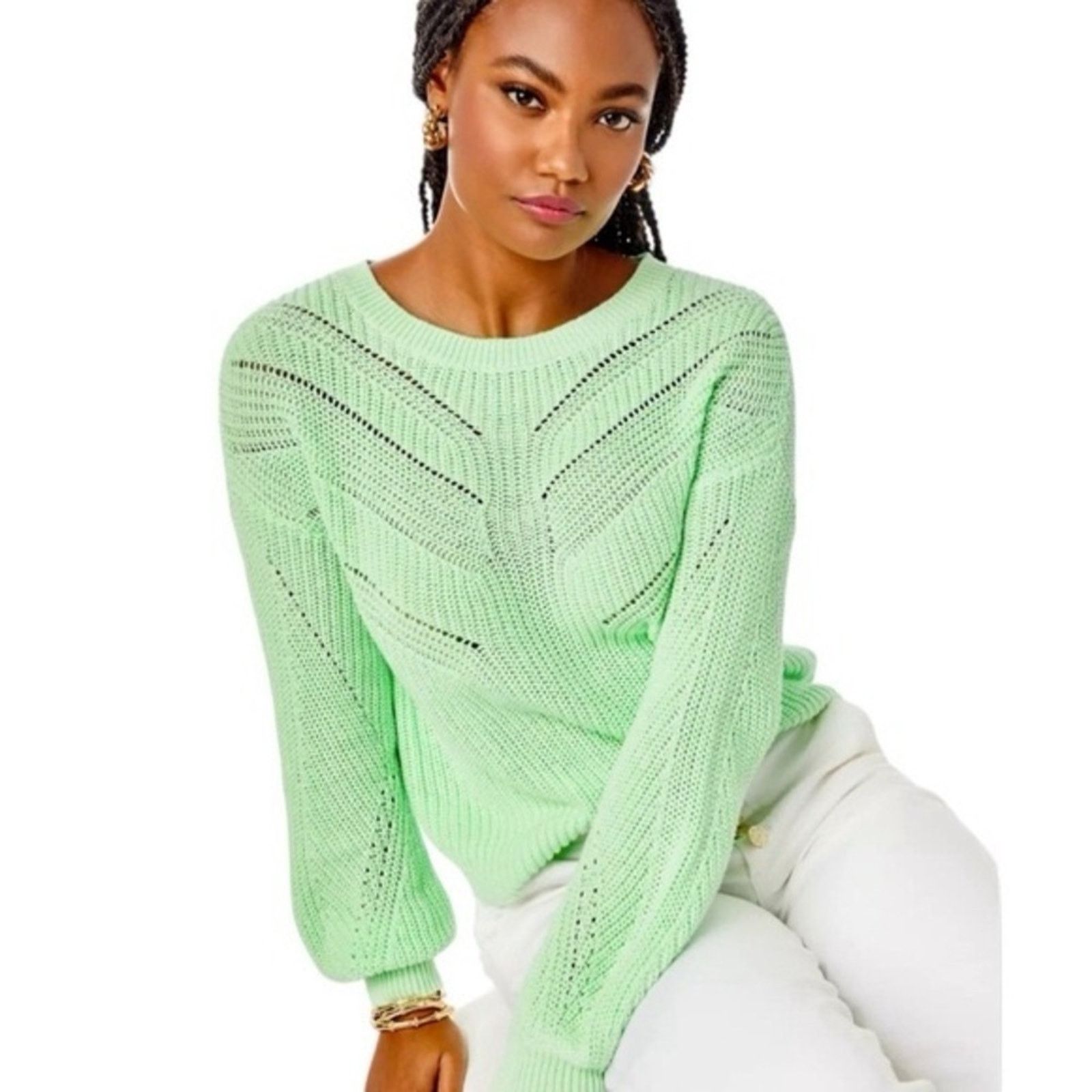 Lilly Pulitzer Lilly Pulitzer Bristow Knit Sweater Womens XS PistachioGreen Size XS / US 0-2 / IT 36-38 - 1 Thumbnail