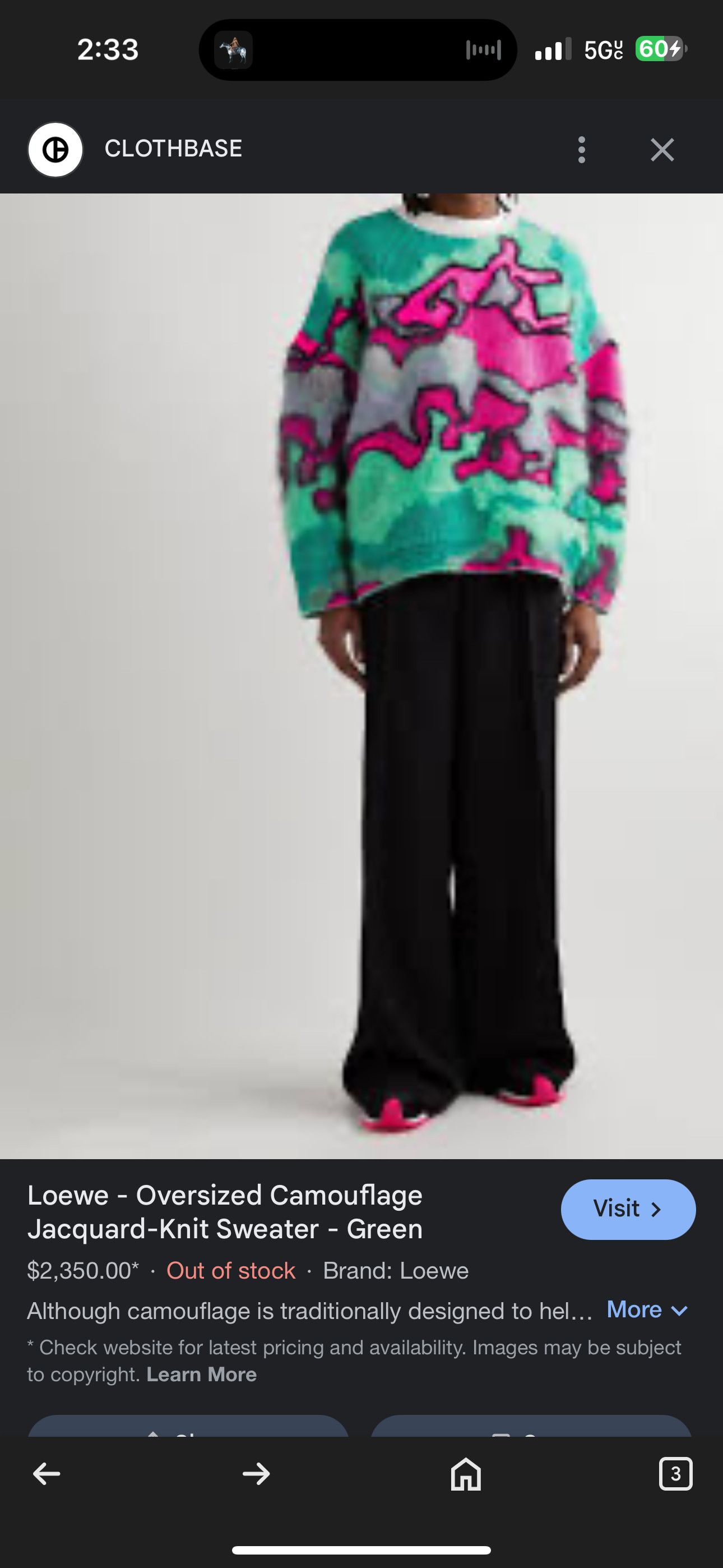 Loewe Loewe Oversized Multi Camo Jacquard-Knit Mohair Sweater Size US S / EU 44-46 / 1 - 2 Thumbnail