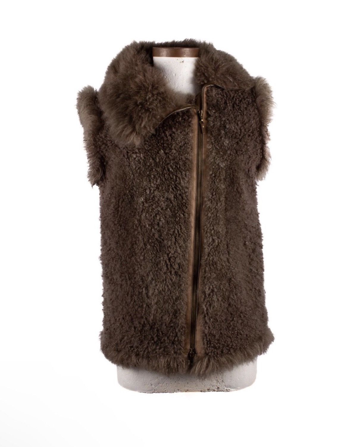 image of Brunello Cucinelli Brown Sheepskin Fur Vest, Men's (Size XS)