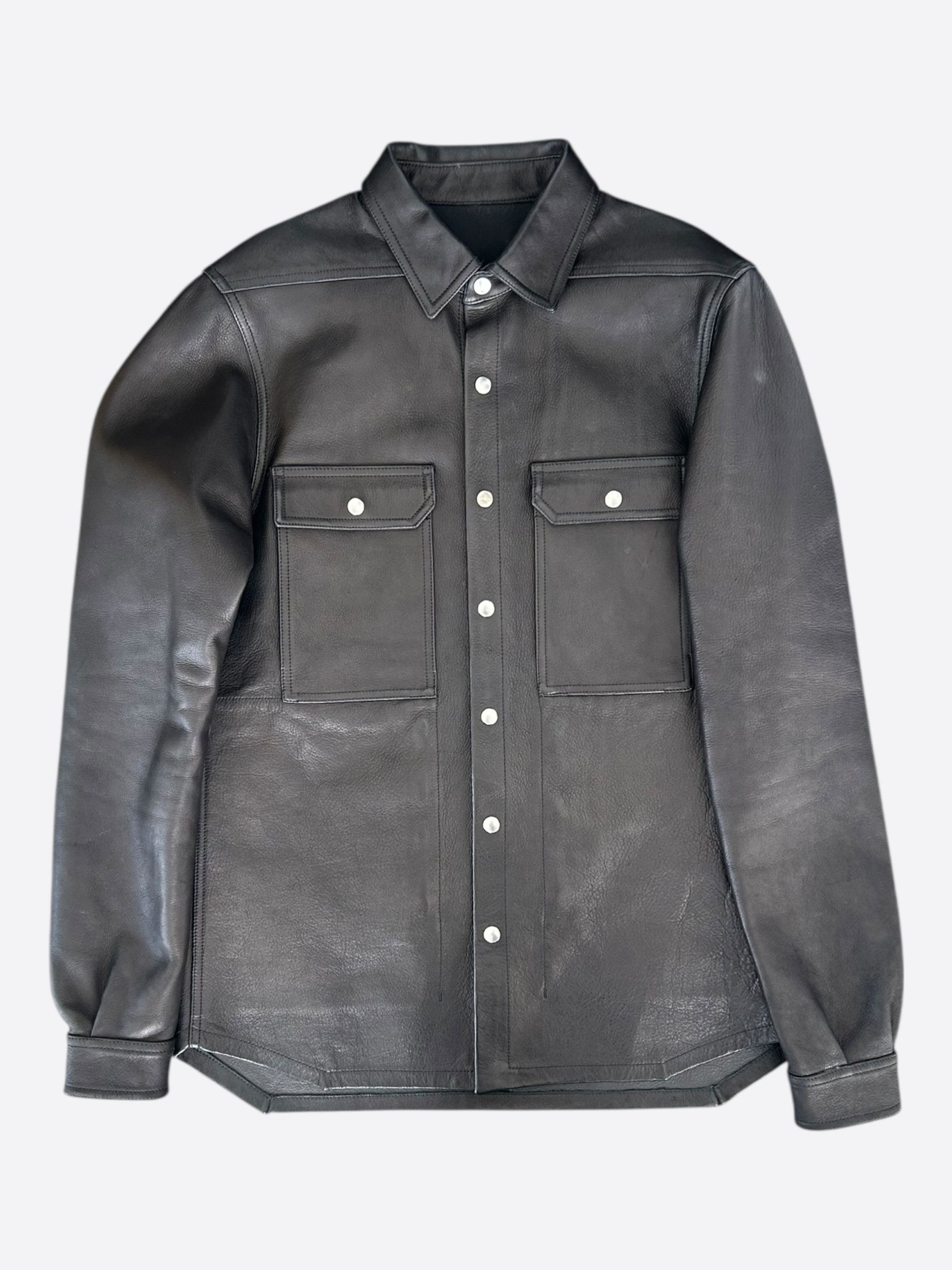 Rick Owens Rick Owens Black Leather Overshirt Size US M / EU 48-50 / 2 - 1 Thumbnail