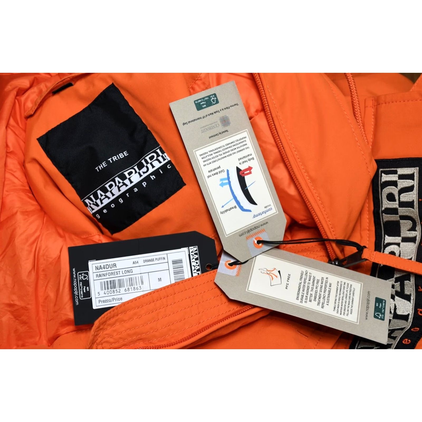 Napapijri Napapijri Rainforest Long Jacket Mens M Orange 100% Polyamide Logo Casual Coat Winter Parka Size US M / EU 48-50 / 2 - 7 Thumbnail