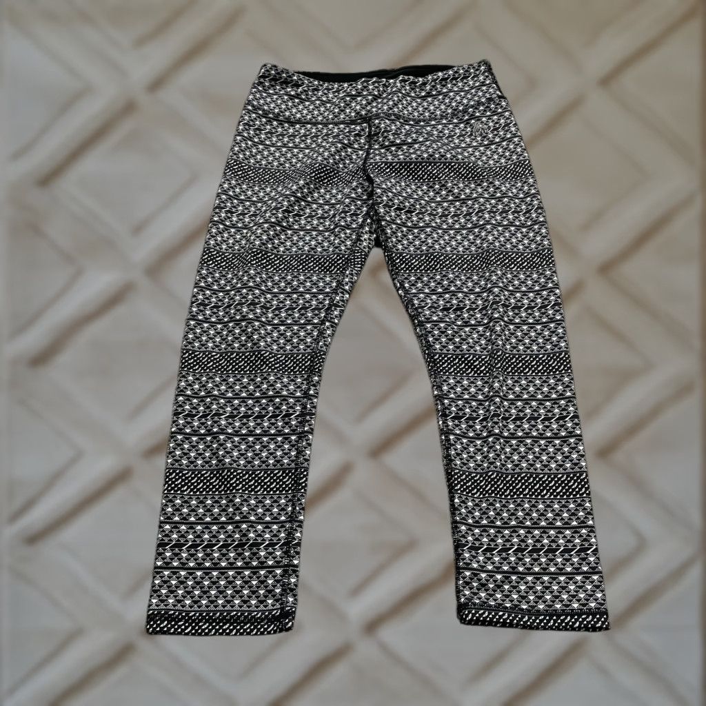Vintage RBX Compression Leggings Women M Black Geometric Active Yoga Adult Medium Waist 28 in Skinny Leg Style Athleisure Size 32" / US 10 / IT 46 - 1 Thumbnail