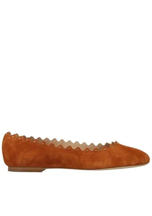 Chloe o1loc1c0325 CHC23 Lauren Ballerina Flats in Ochre Size US 8 / IT 38 - 1 Thumbnail