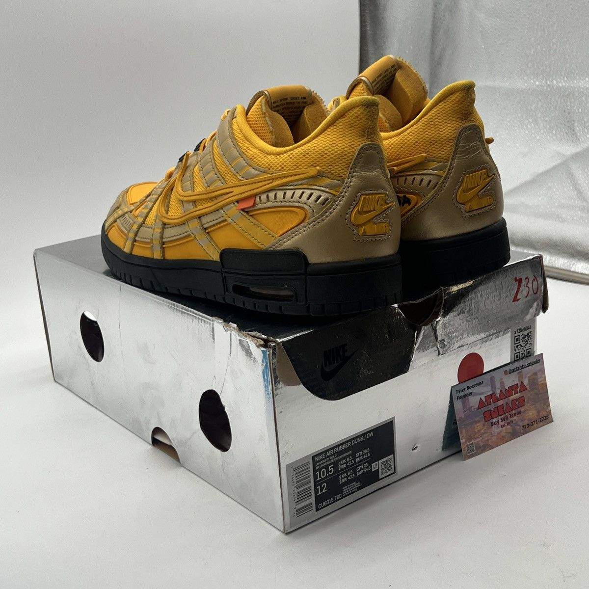 Nike Off-white x air rubber dunk university gold Size US 10.5 / EU 43-44 - 4 Thumbnail