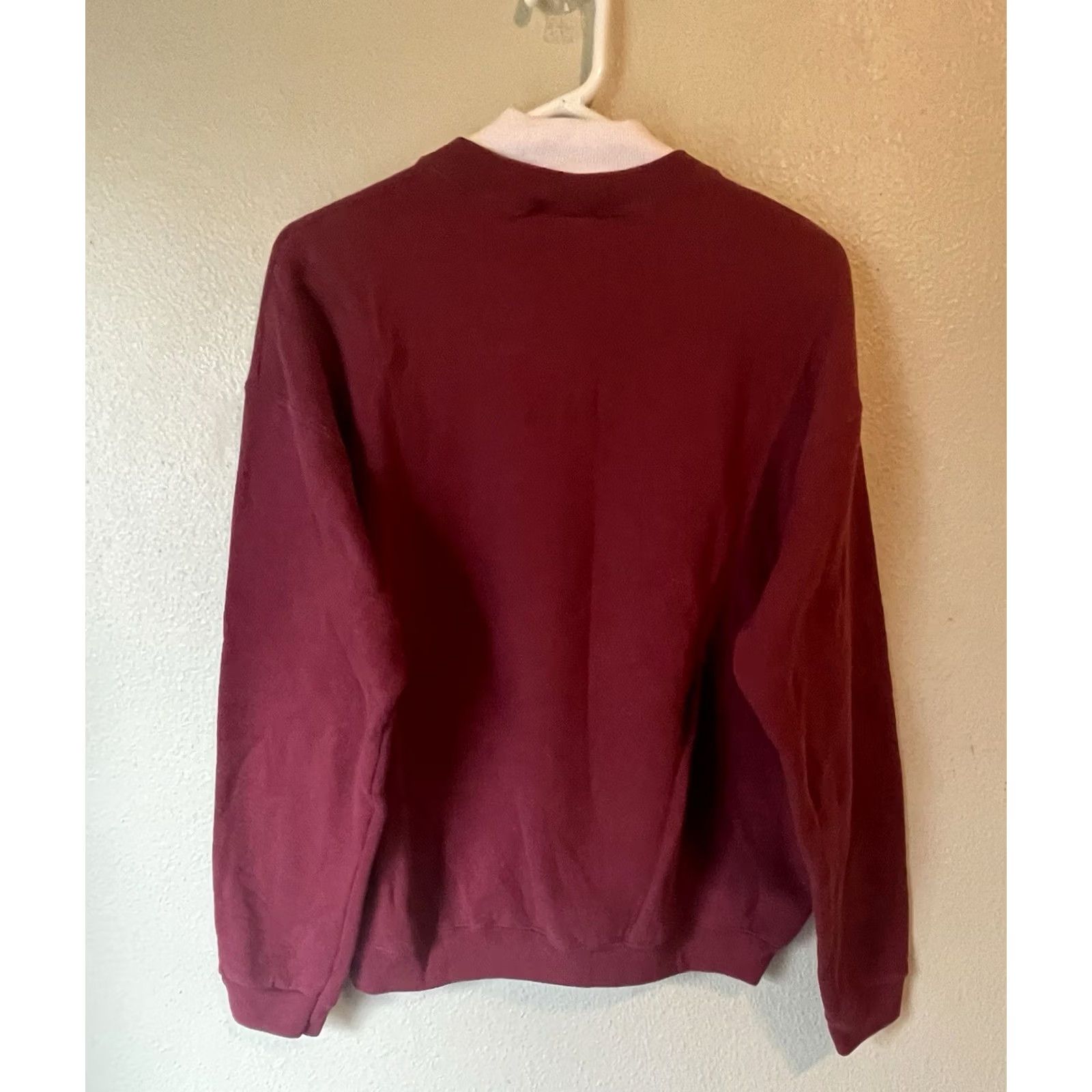 Nutmeg VINTAGE Nutmeg Mills Pullover Sweatshirt Red White Collar Crewneck Men L USA Made 90s Golf All Seasons Size US L / EU 52-54 / 3 - 2 Thumbnail
