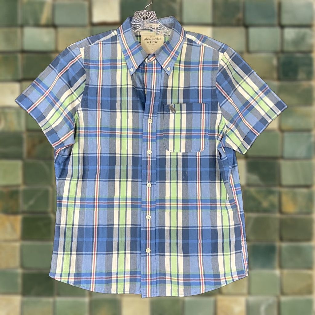 Abercrombie & Fitch ABERCROMBIE & FITCH Plaid Button-Up Shirt Adult Large Multicolor Short Sleeve Mens Size US 33 - 1 Thumbnail