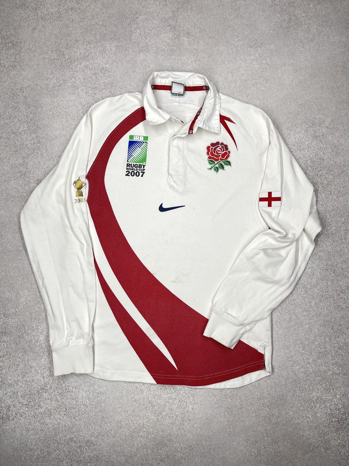 Nike Vintage Nike England Rugby World Cup 2007 Long Sleeve Polo Size US M / EU 48-50 / 2 - 2 Thumbnail