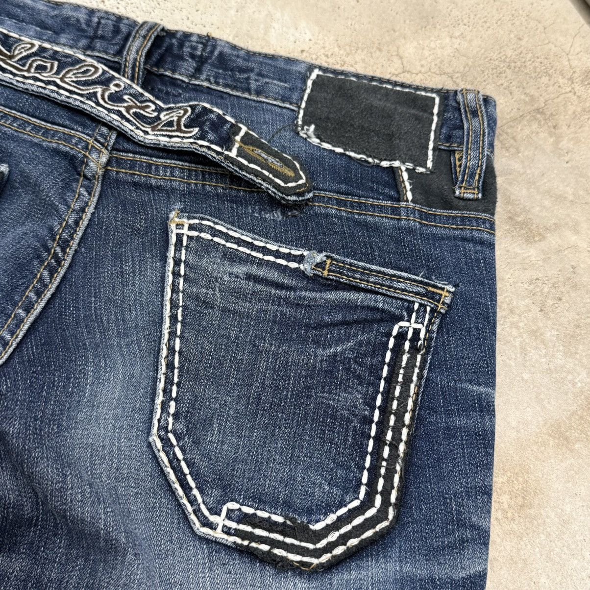 Japanese Brand Lolita Slim Fit Whisker Distressed Stretch Denim Pants Size 27" / US 4 / IT 40 - 14 Thumbnail