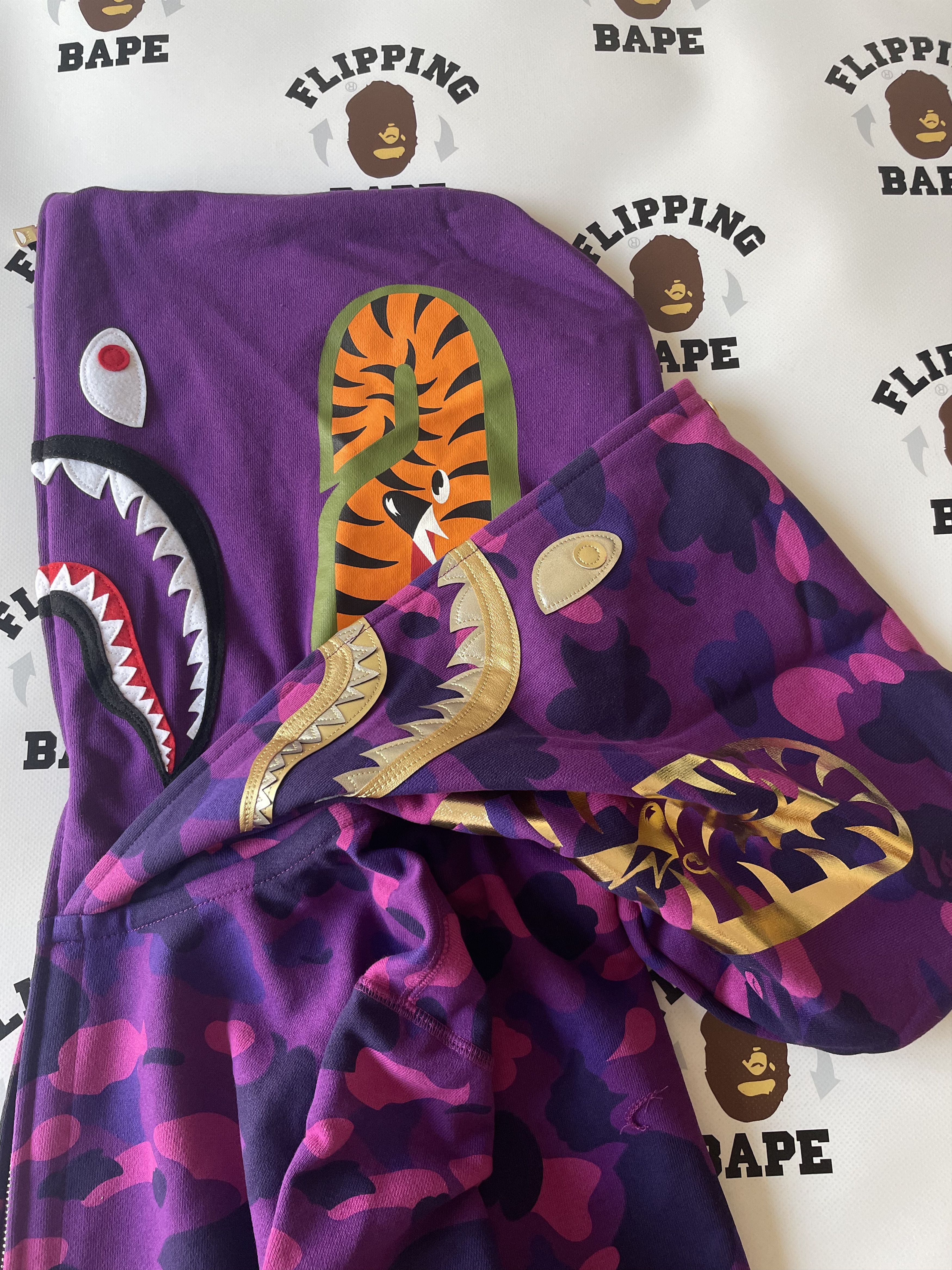 Bape BAPE COLOR CAMO DOUBLE SHARK FULL ZIP HOODIE Size US L / EU 52-54 / 3 - 7 Thumbnail