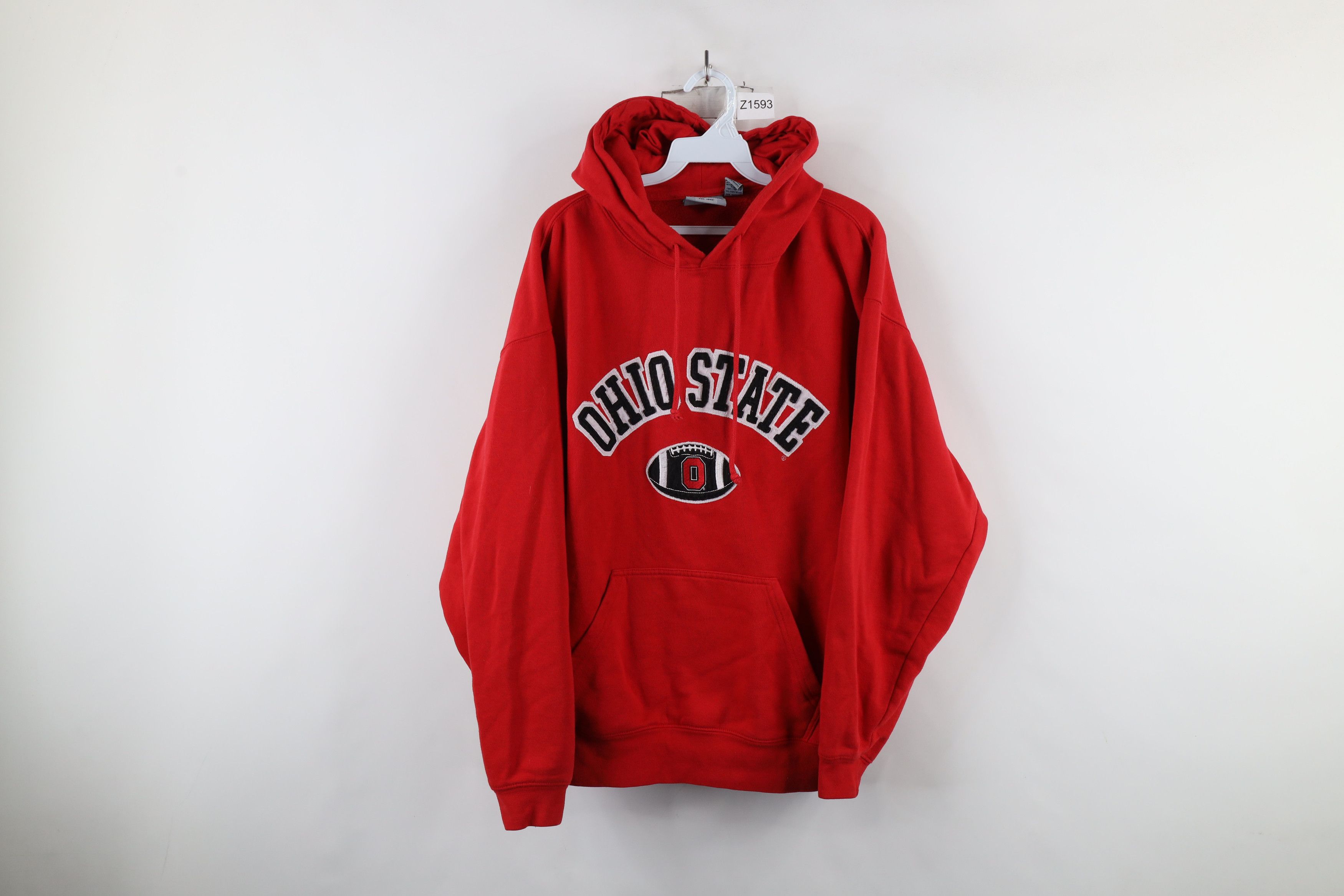 Vintage Vintage 90s Spell Ohio State University Football Hoodie Red Size ONE SIZE - 1 Thumbnail