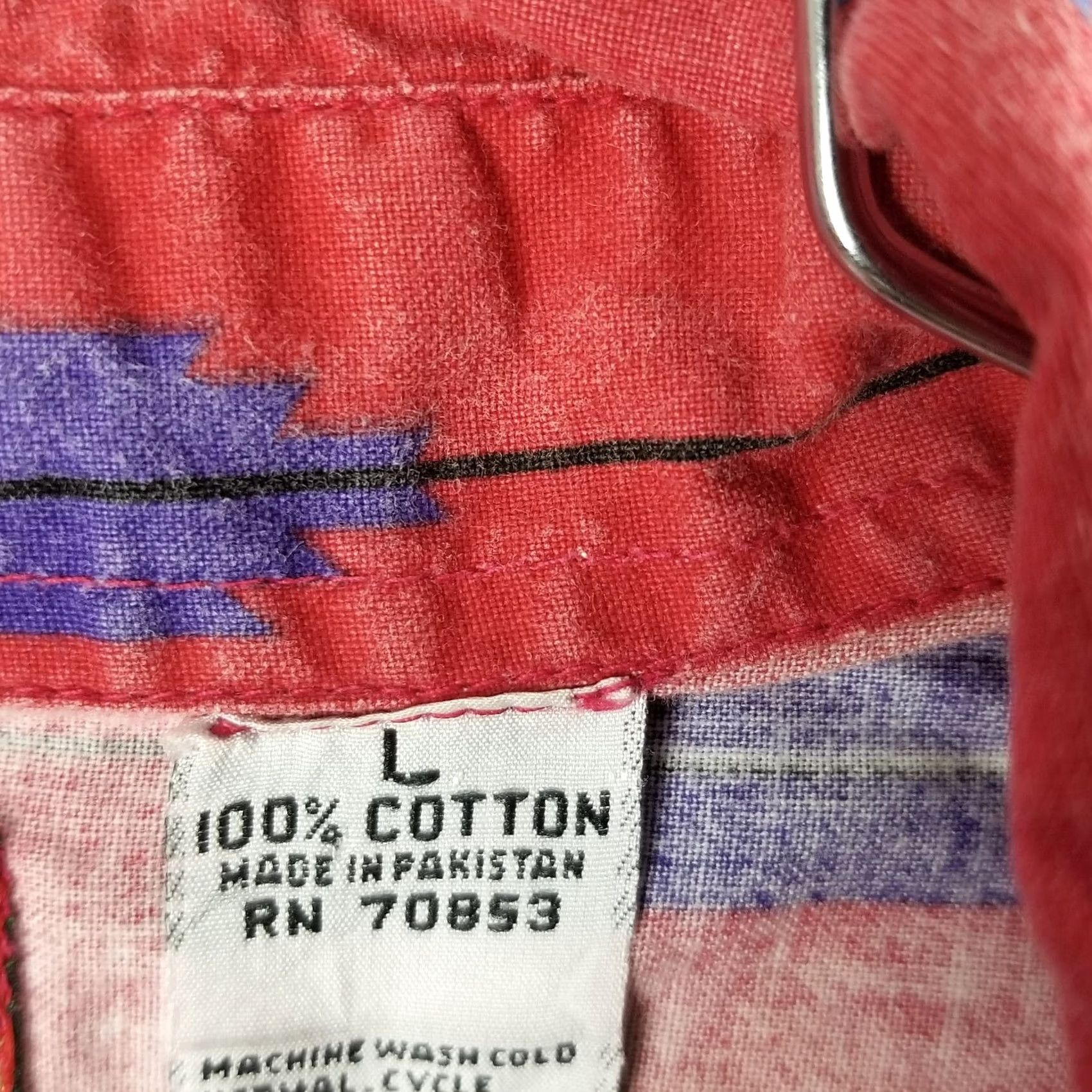 Vintage Greatland Denim Shirt Western Casual Men L Red AOP Cowboy Vintage Shirt Down Button-Up 100% Cotton Greatland Men Shirt Western Denim Red L Vintage Size US L / EU 52-54 / 3 - 3 Thumbnail