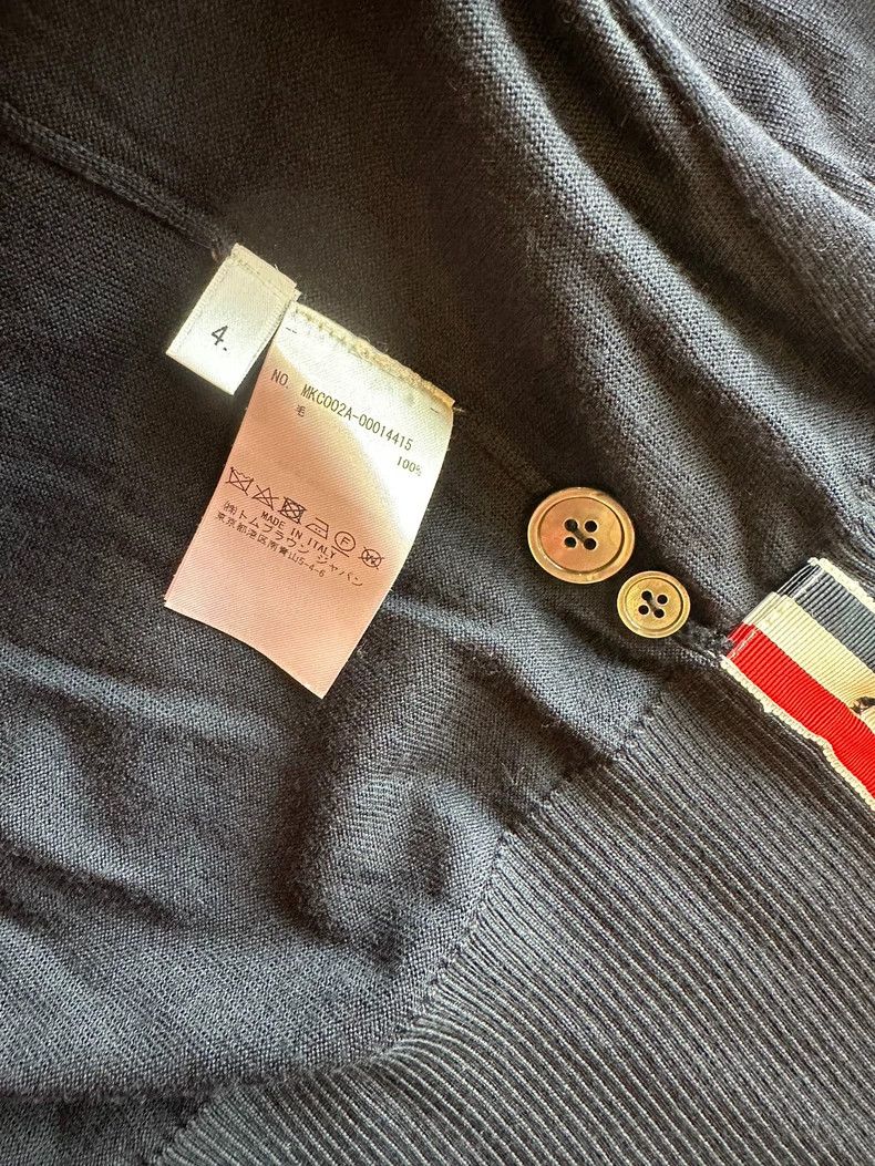 Thom Browne Thom Browne A dark blue wool knit cardigan Size US XL / EU 56 / 4 - 4 Thumbnail