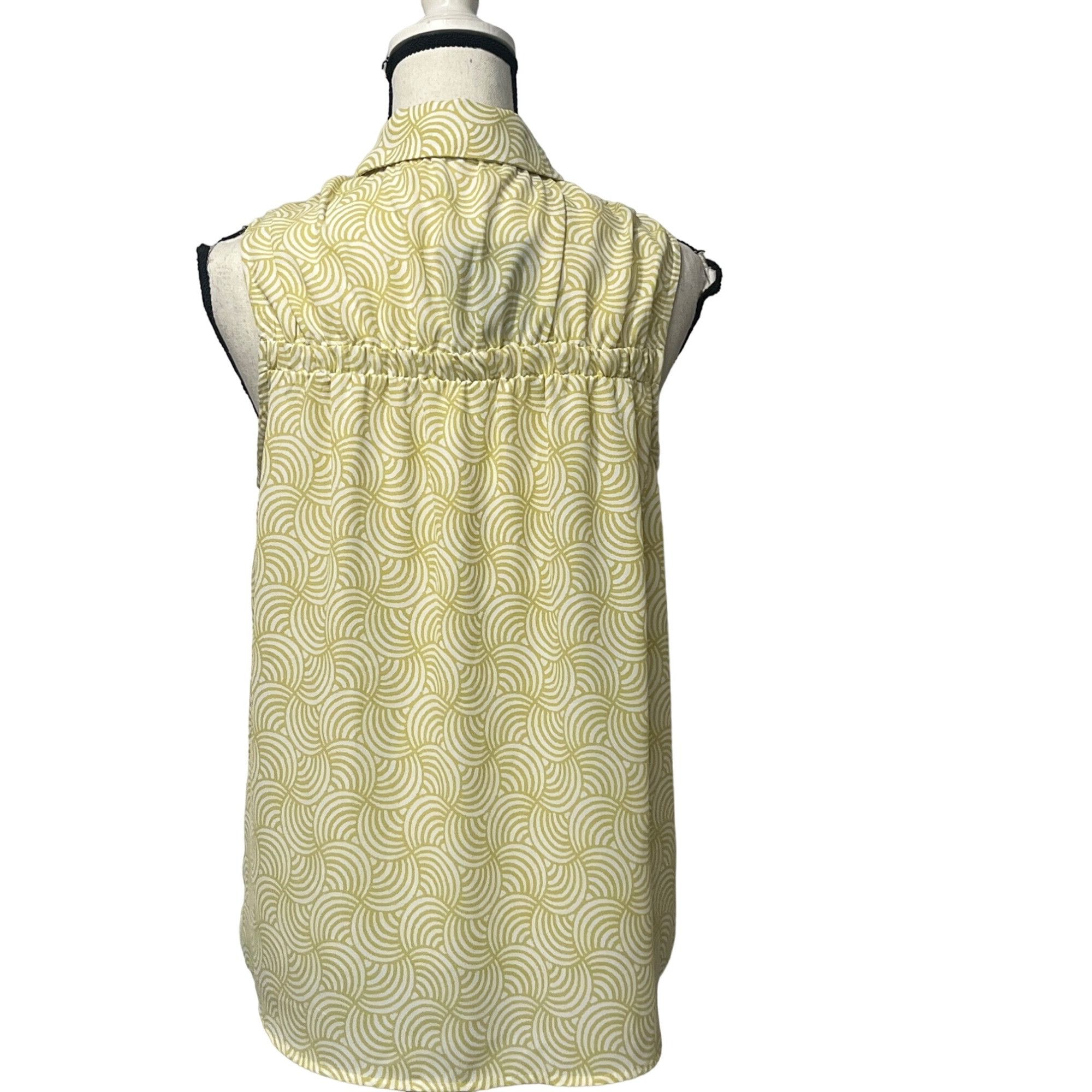 Other Pleione Ruched Sleeveless Button Up Shirt, Citron Yellow A Size XS / US 0-2 / IT 36-38 - 3 Thumbnail