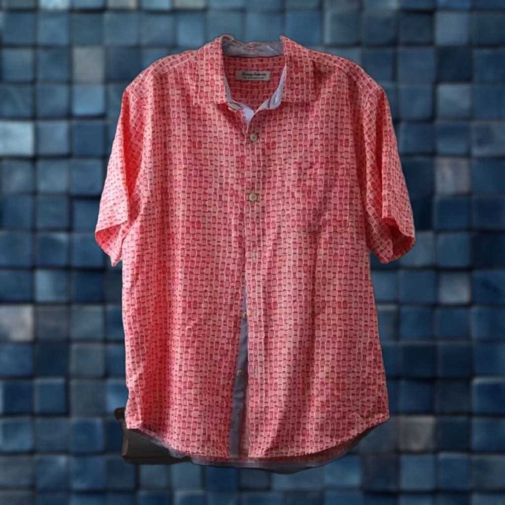 Tommy Bahama Tommy Bahama Dress Shirt Men Coral Tile Pattern Relaxed Fit M Size Coral ButtonUp Shirt Size 40R - 1 Thumbnail