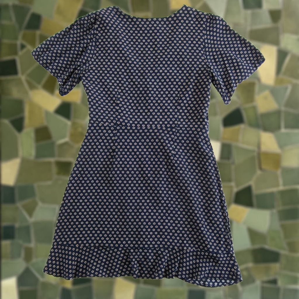 Sanctuary Sanctuary Sanctuary Navy Blue Pink Floral Short Sleeve V-Neck Wrap Dress Woman Size 8 Size 30" / US 8 / IT 44 - 1 Thumbnail