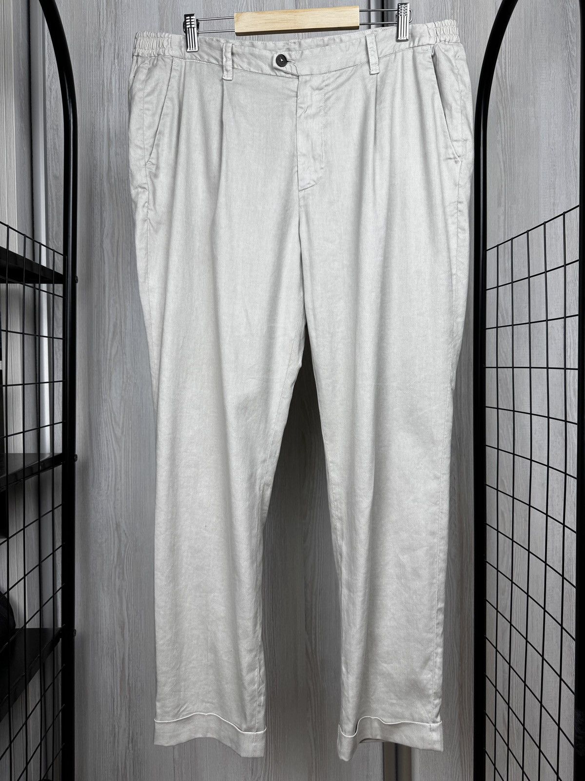 Other Devore Linen blend Ivory Beige chino pants Italy made sz 52 Size US 36 / EU 52 - 2 Thumbnail