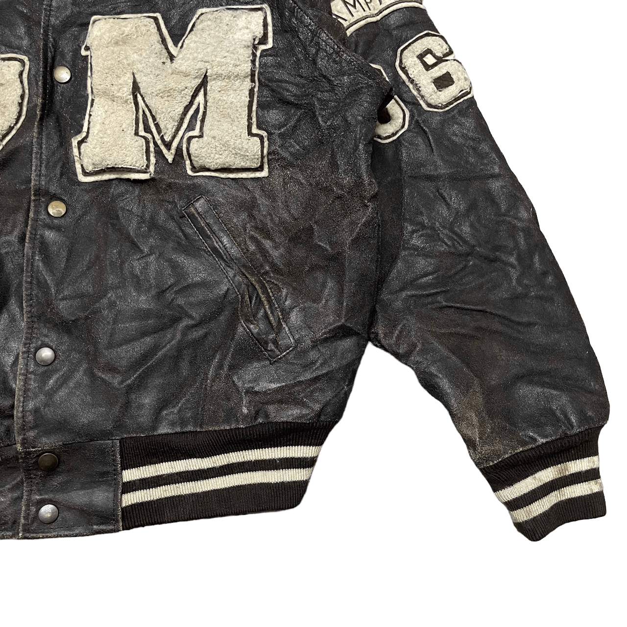 Leather Vintage 80s All State Champs Michigan Varsity Leather Jacket Size US M / EU 48-50 / 2 - 8 Thumbnail
