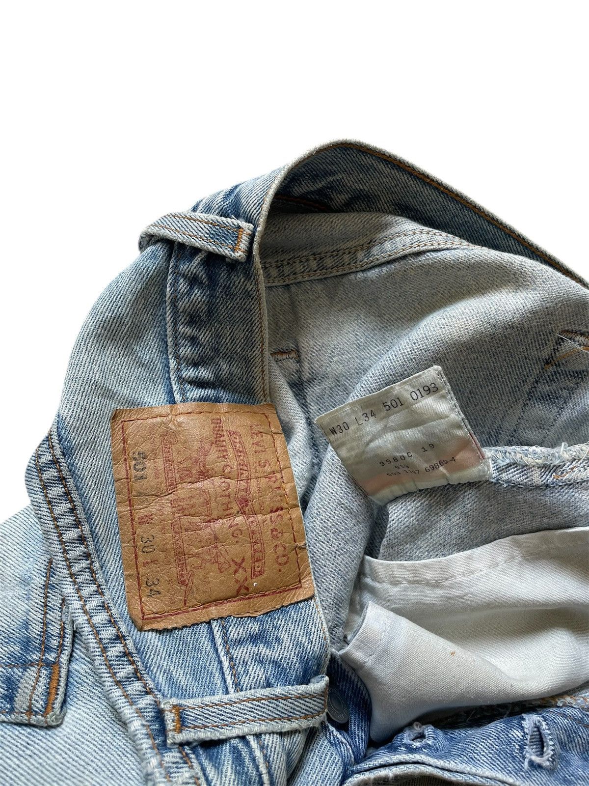 Levi's × Vintage Vintage 90s Levis 501 Thrashed Distressed Jeans Size US 30 / EU 46 - 11 Thumbnail