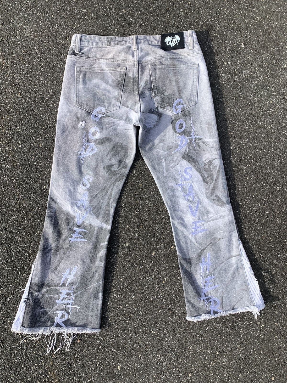 Other OVD Grey “You Deserve To Fly My Angel” Jeans Size US 32 / EU 48 - 2 Thumbnail