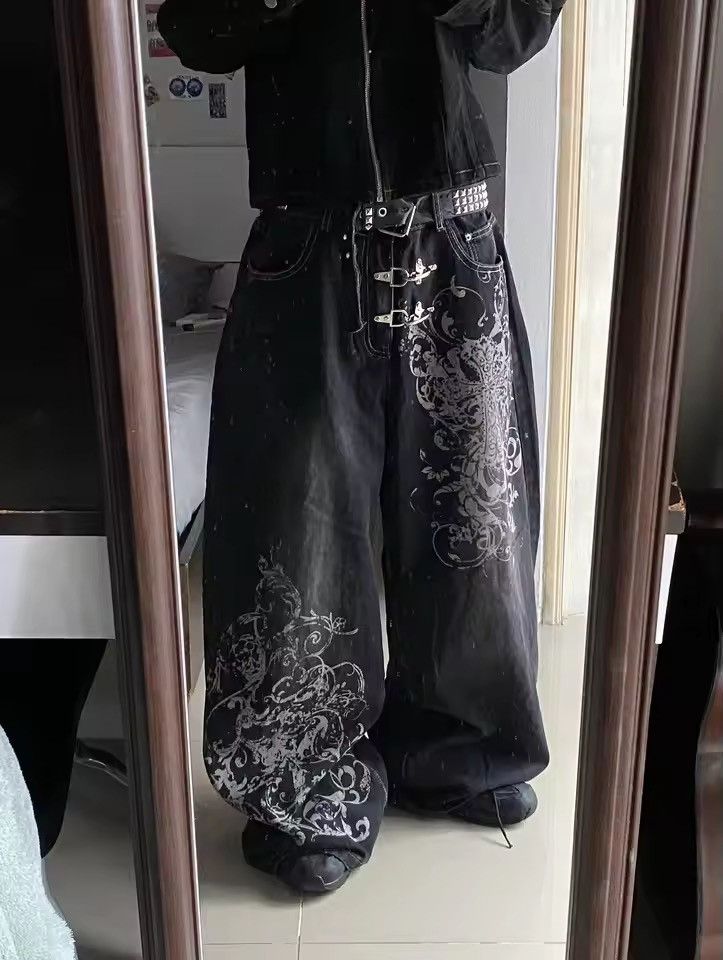 printing baggy jeans y2K harajuku trend