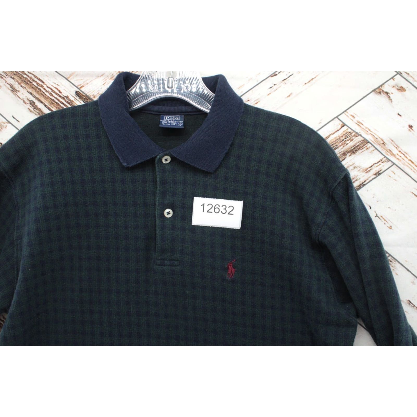 Polo Ralph Lauren VINTAGE Polo Ralph Lauren Sweater Shirt Men L Blue Green Check Cotton Knit Pullover Embroidered Logo 90s Preppy Mens Size US L / EU 52-54 / 3 - 8 Thumbnail