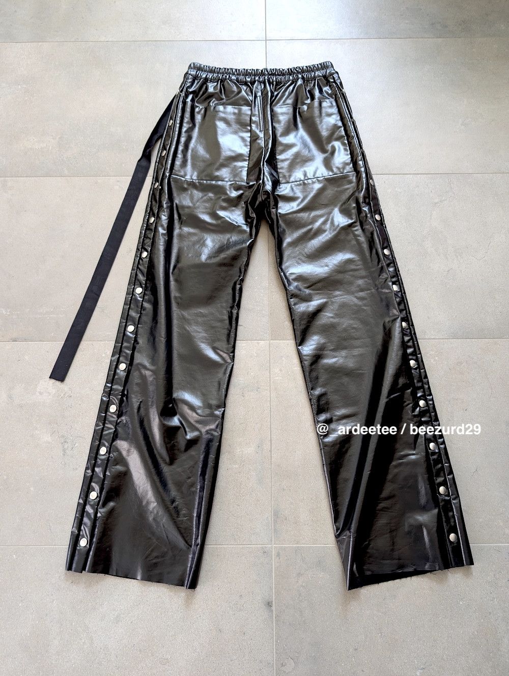Rick Owens Drkshdw *NEW* PUSHER PANTS BLACK COATED $1,530 Size US 30 / EU 46 - 4 Thumbnail
