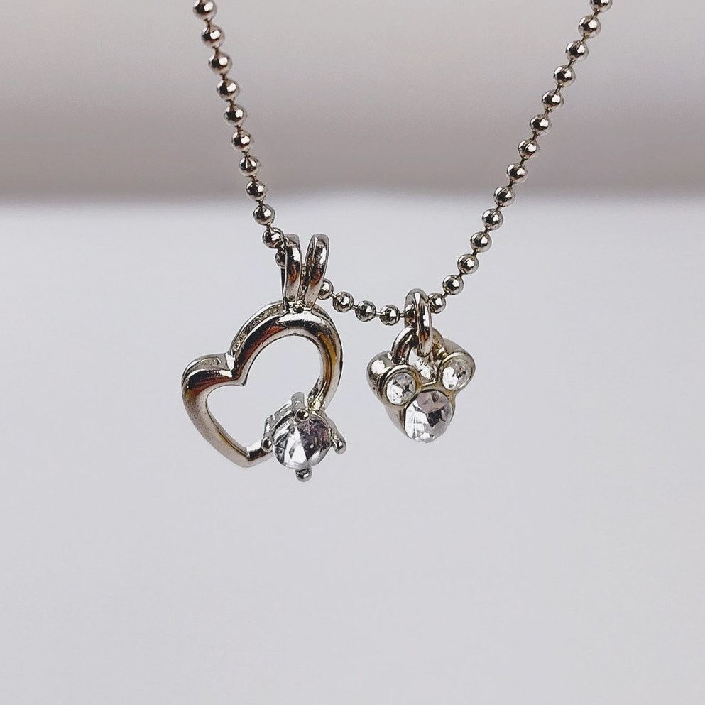 Disney Disney Mickey Mouse Silver-Toned Heart Necklace Rhinestone Size ONE SIZE - 6 Thumbnail