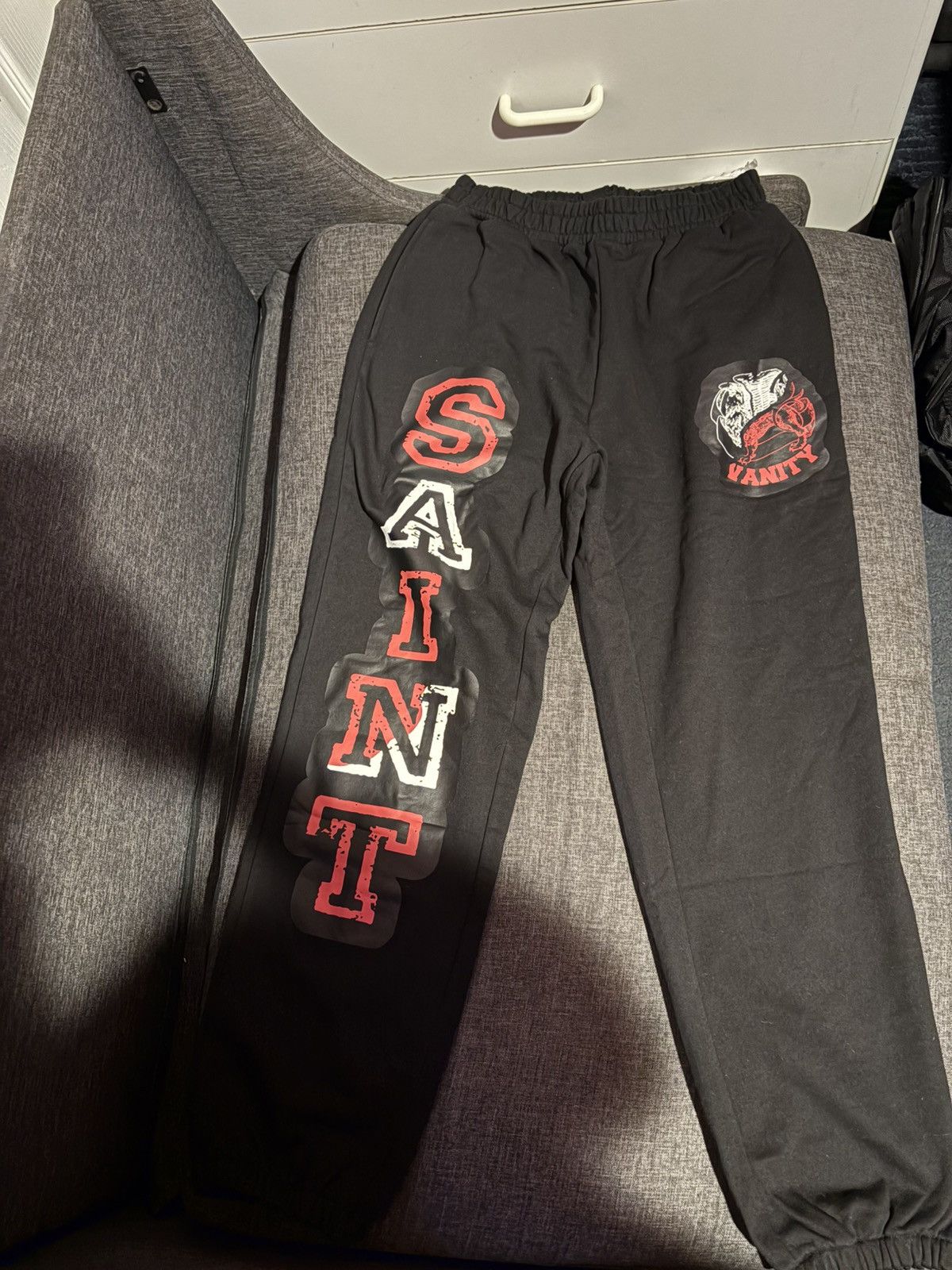 Saint Vanity LOGO SWEATPANTS "BLACK & RED" Size US 36 / EU 52 - 1 Thumbnail