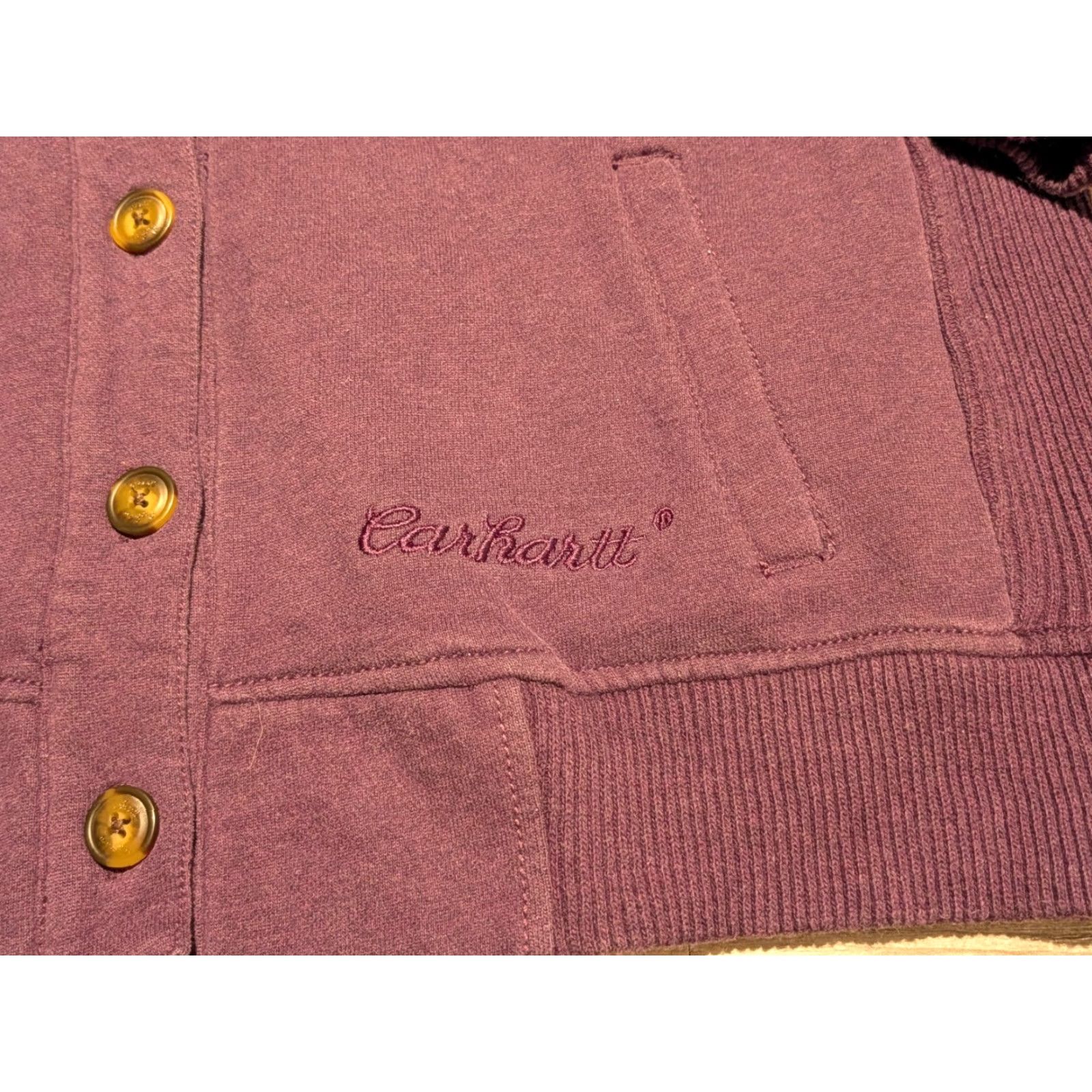 Carhartt Carhartt Womens XL Marengo Sweatshirt Jacket Purple Button Hooded Flannel Lined Upper Pockets Solid 100708 - 555 Womens Clothing Men? Size XL / US 12-14 / IT 48-50 - 4 Thumbnail
