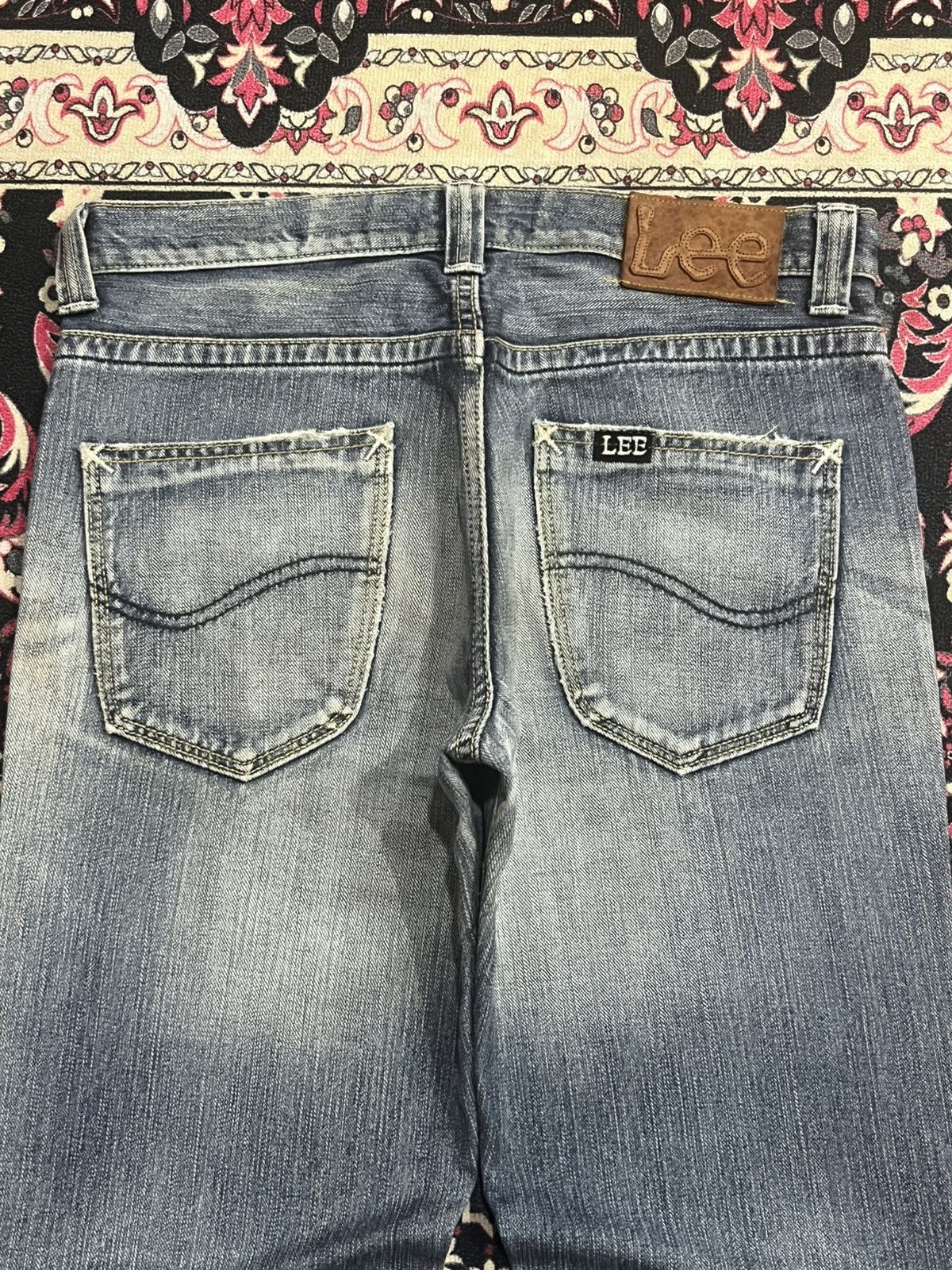 Lee Vintage Lee Riders Japan Made Blue Wash Distress Flare Jeans Size US 31 - 7 Thumbnail