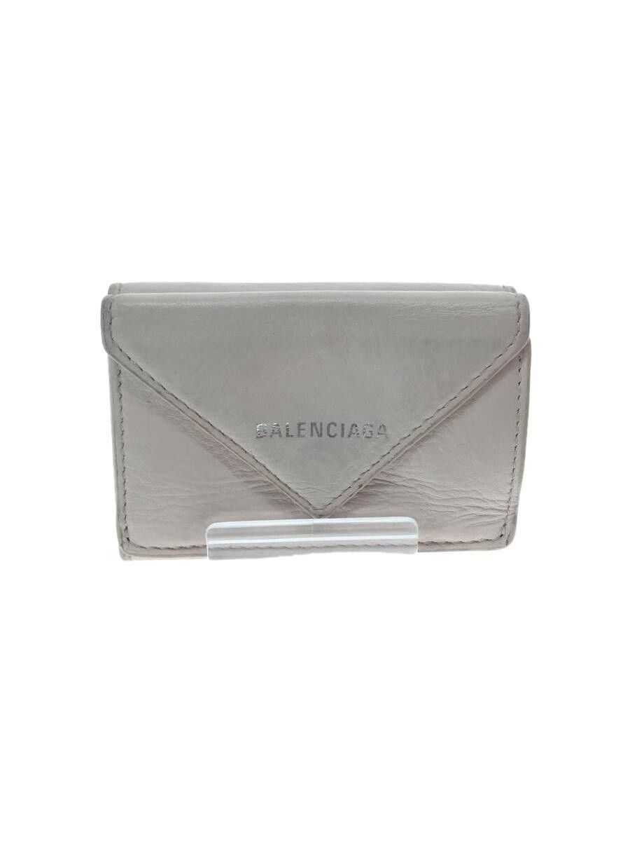 Balenciaga Balenciaga Paper Za Mini Wallet Leather Grey Print