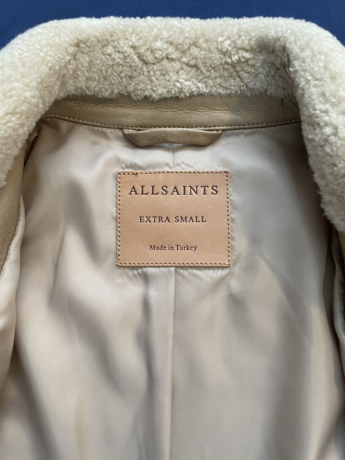 Allsaints Allsaints Charlie Shearling Leather Bomber Jacket XS Beige Size US XS / EU 42 / 0 - 15 Thumbnail