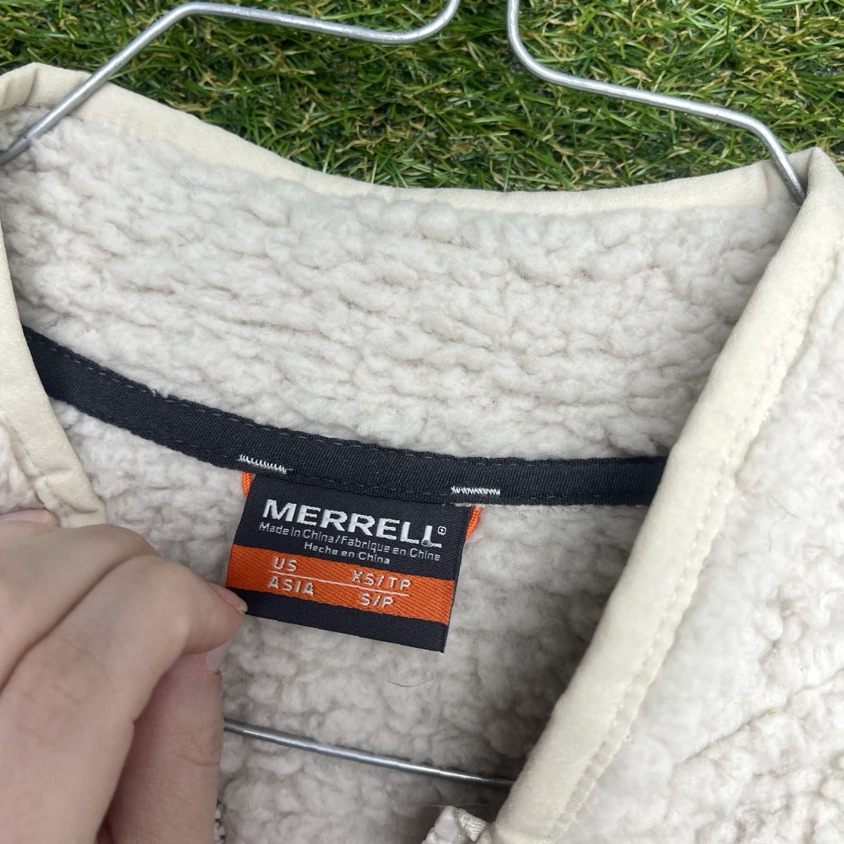 Merrell Merrell Jacket Unisex XS Full Zip Tan/Cream 90s Casual Outdoor Sherpa Coat Size XS / US 0-2 / IT 36-38 - 3 Thumbnail
