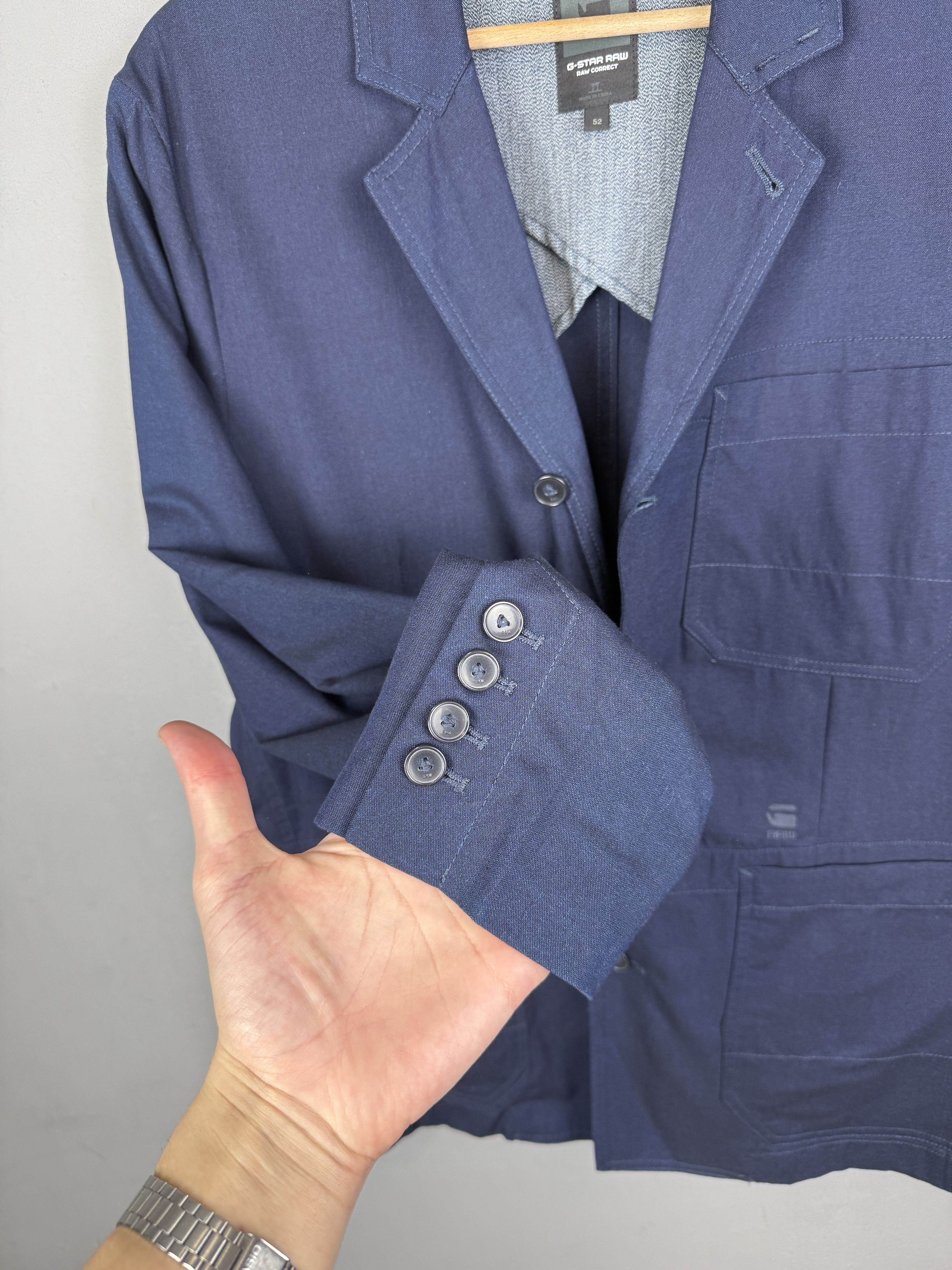 Designer G-Star Raw Shattor Omega Blazer Cotton Jacket 3 Button Navy Size 52R - 10 Thumbnail