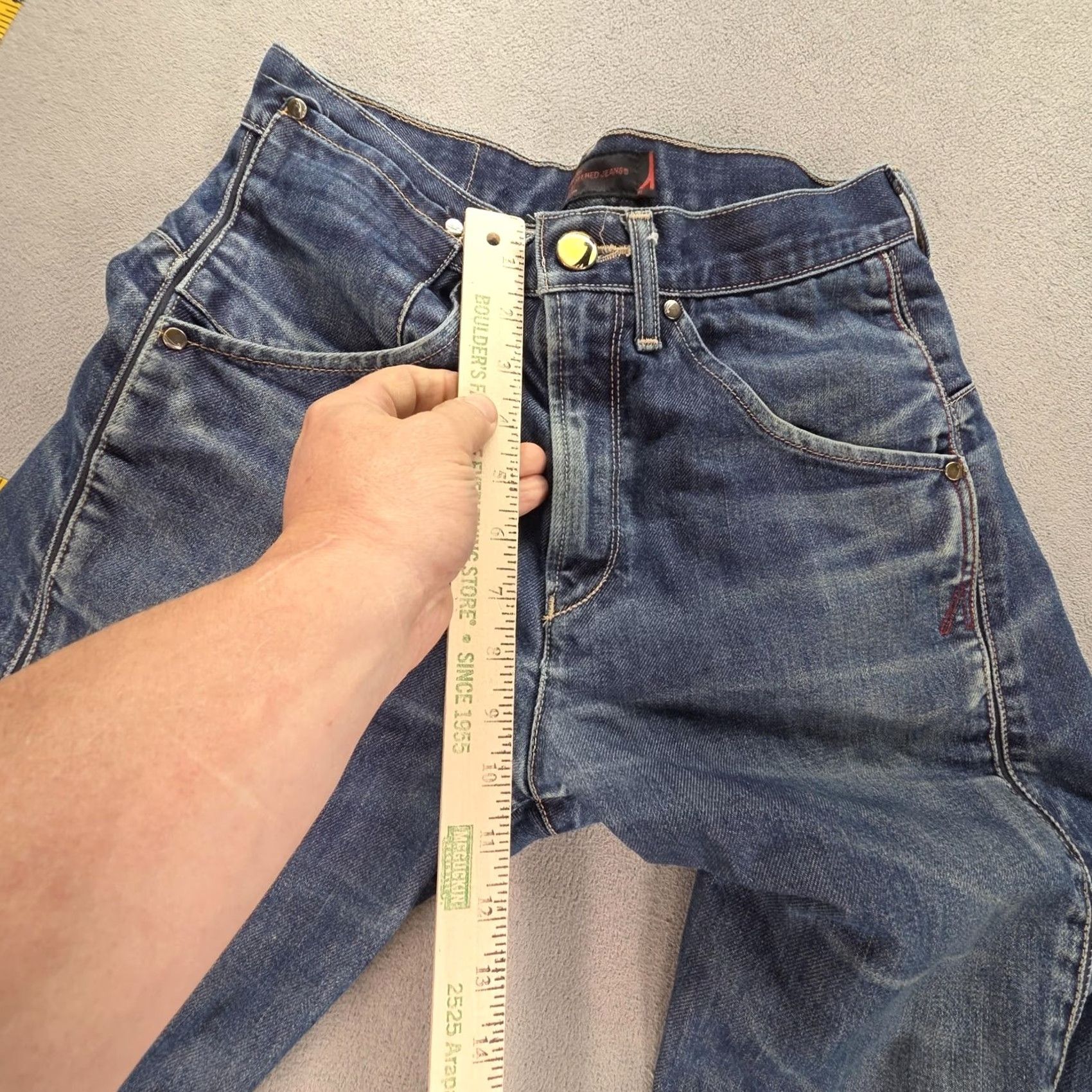 Levi's Levi's Jeans Mens Regular Straight Distressed Blue Denim 27x30 Mid Wash Frayed Hems 27 Inseam Regular Fit Pattern: Solid Size US 27 - 7 Thumbnail