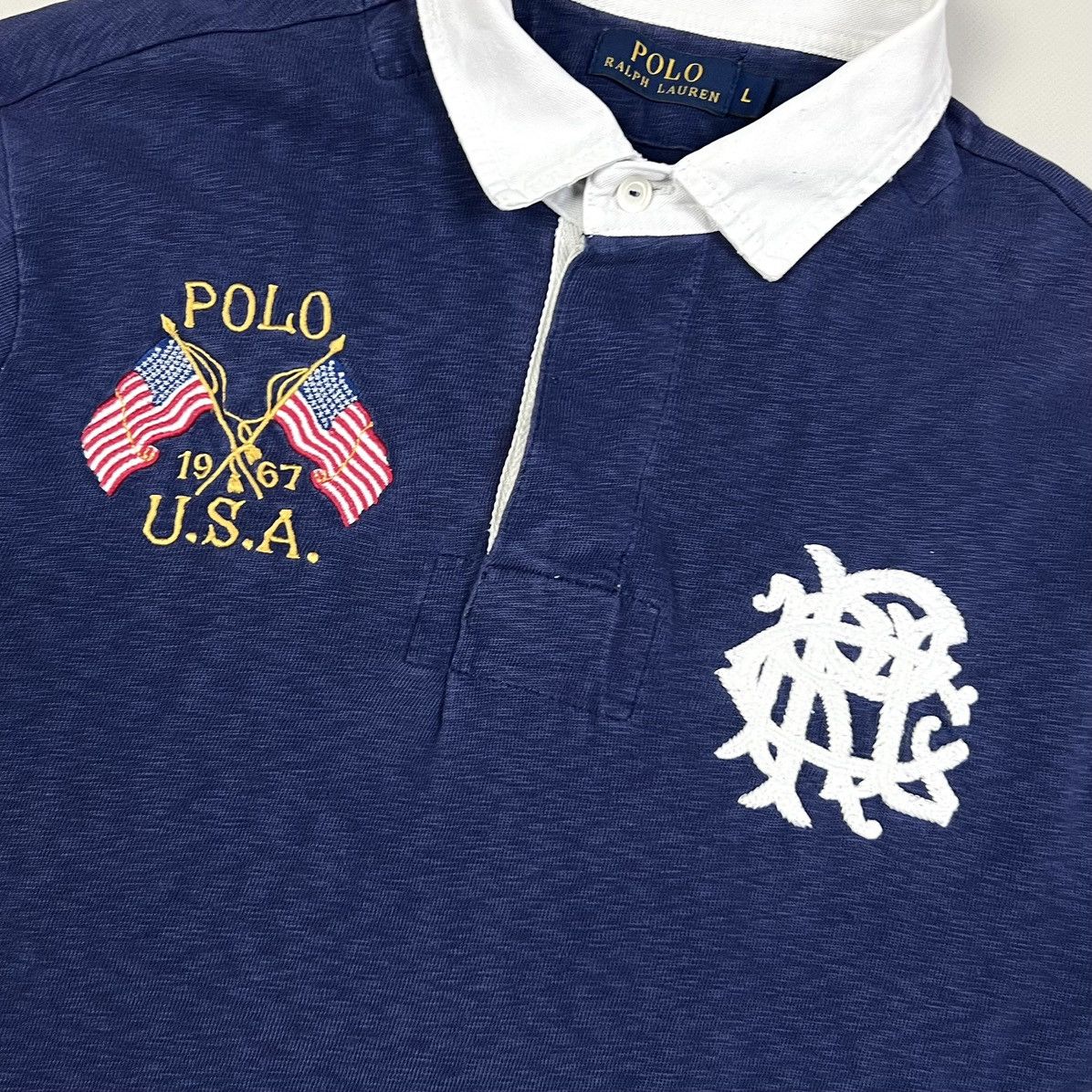 Polo Ralph Lauren Polo Ralph Lauren USA Number 5 Big Logo Rugby Size L Size US L / EU 52-54 / 3 - 5 Thumbnail