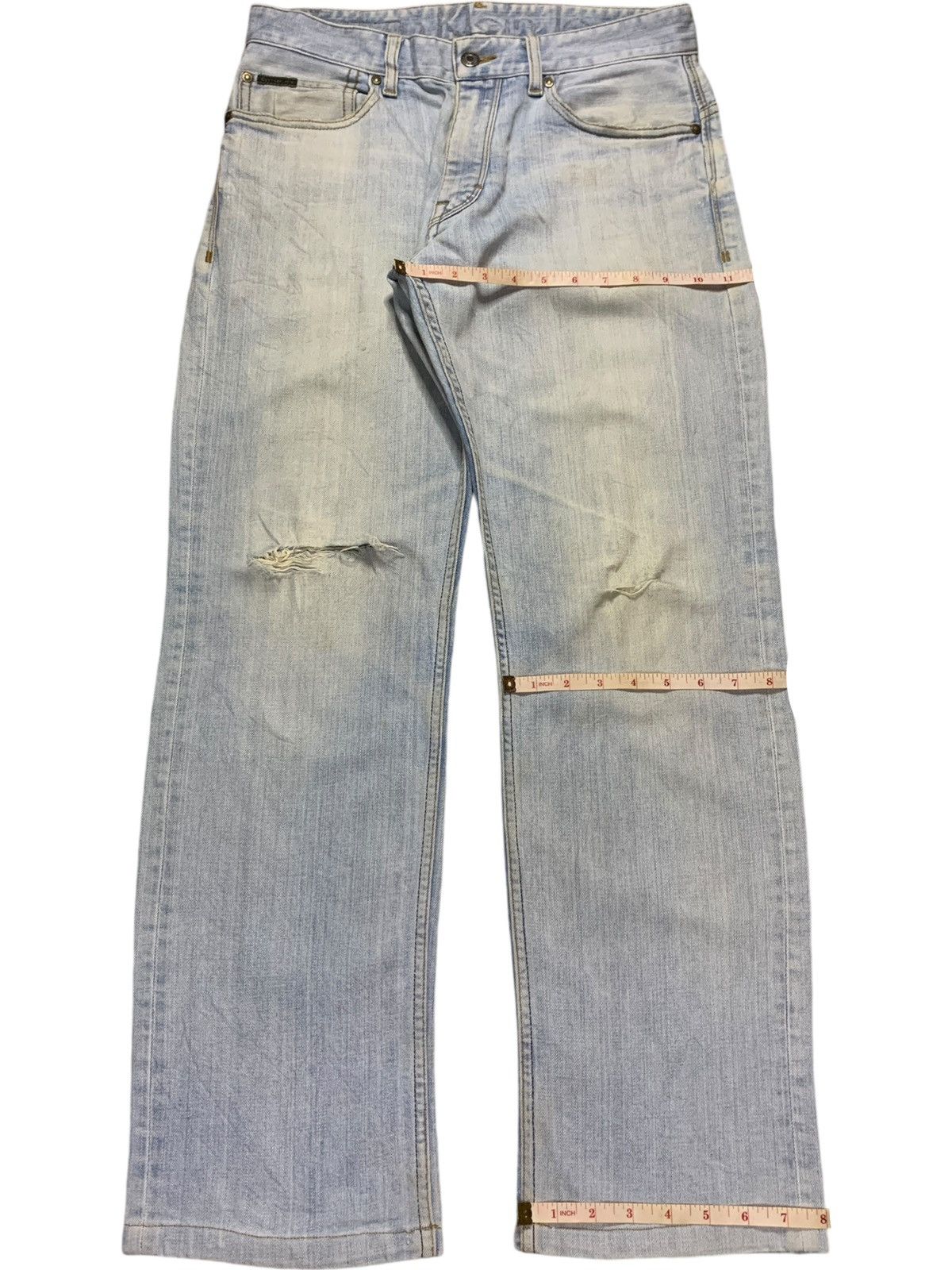Calvin Klein SALES🔥Vintage Calvin Klein Light Wash Distress Loose Jeans Size US 31 - 14 Thumbnail