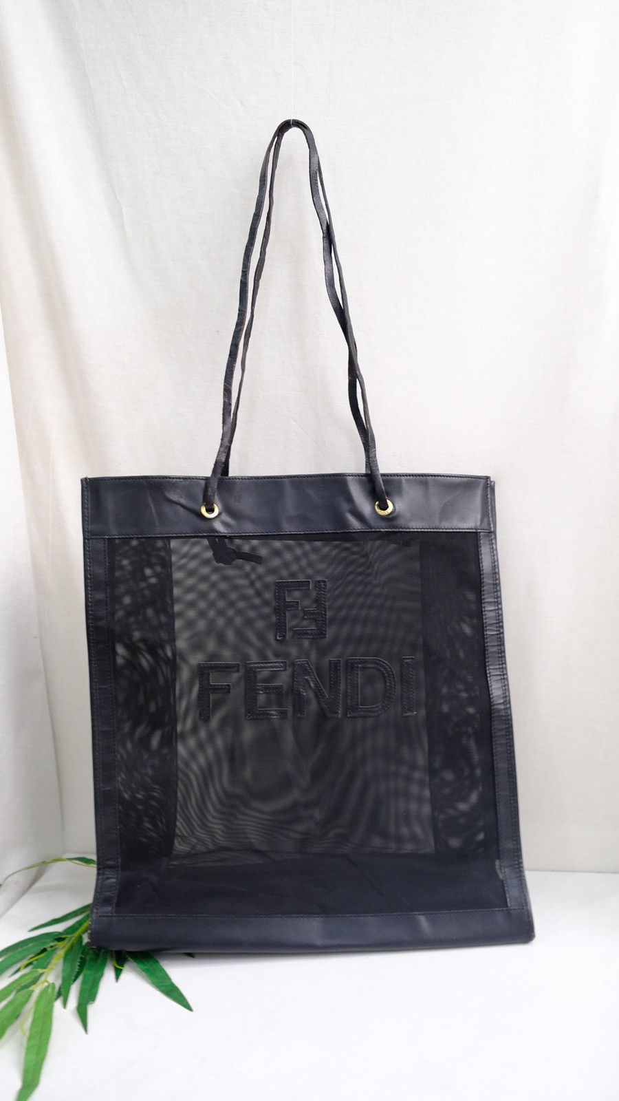 Fendi Vintage FENDI FF logo mesh black tote bag Size ONE SIZE - 2 Thumbnail