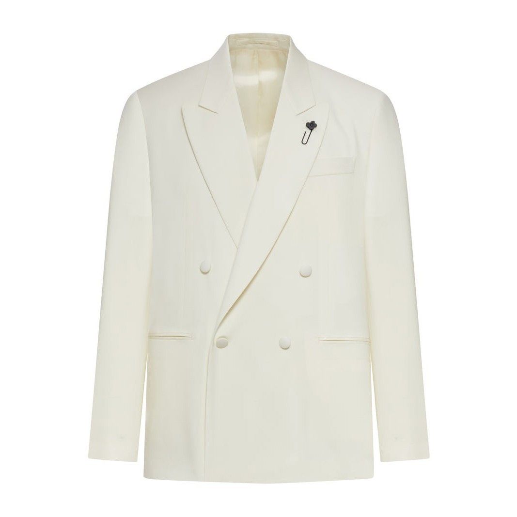 Lardini LARDINI Double Breasted Beige Wool Blazer New & Authentic (M Size US XL / EU 56 / 4 - 1 Thumbnail