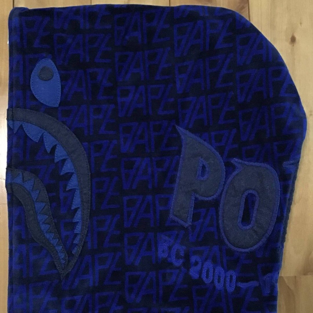 Bape BAPE Logo Monogram Velour Shark Full Zip Hoodie APE Size US XL / EU 56 / 4 - 4 Thumbnail